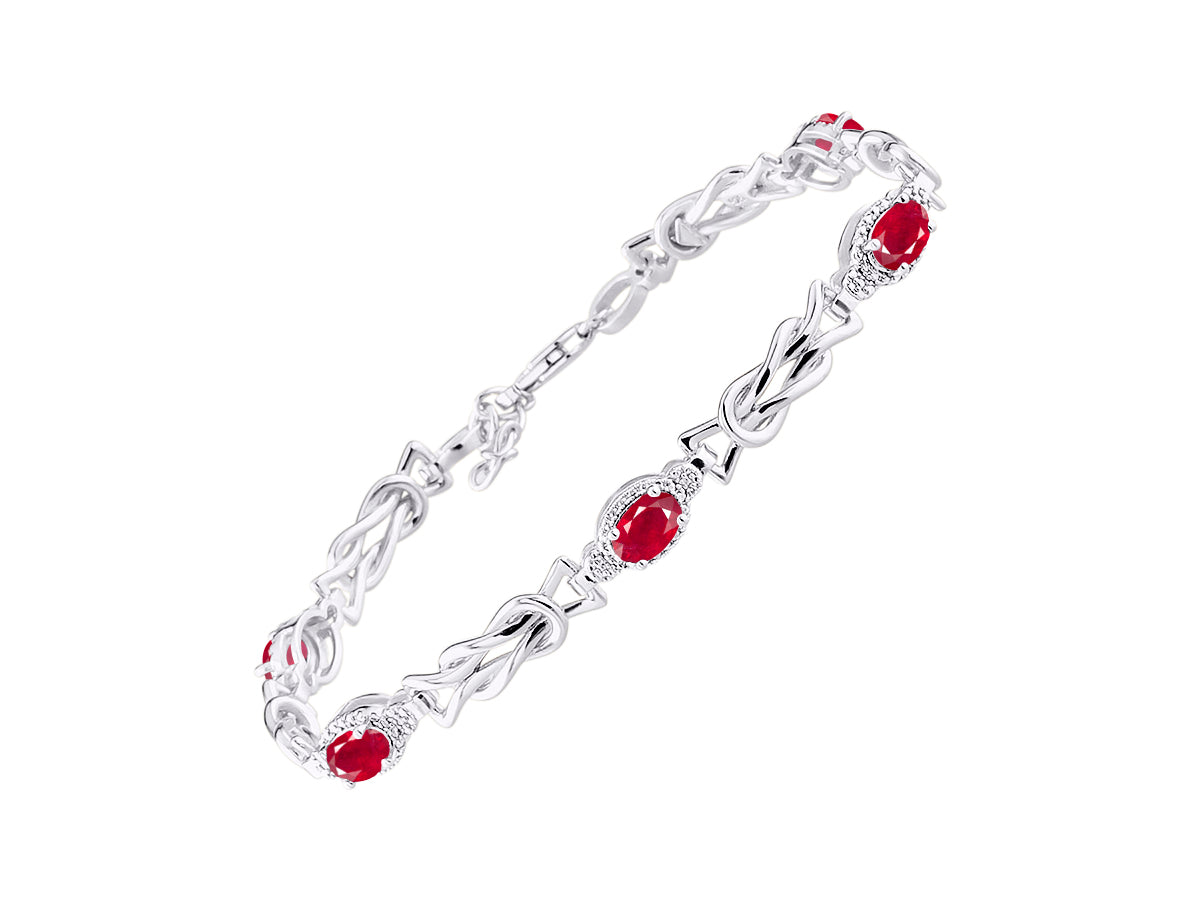 RYLOS Bracelets for Women 925 Sterling Silver Love Knot Tennis Bracelet Gemstone & Diamonds Adjustable to Fit 7"-8" Wrist, 5 - 6X4MM Amethyst Jewelry for Women Friendship Bracelets