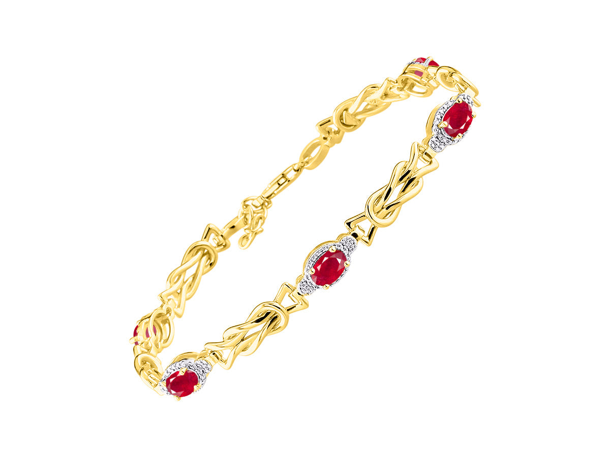 RYLOS Bracelets for Women Yellow Gold Plated Silver Love Knot Tennis Bracelet Gemstone & Diamonds Adjustable to Fit 7"-8" Wrist, 5 Gorgeous 6X4MM Jewelry for Women Friendship Bracelets