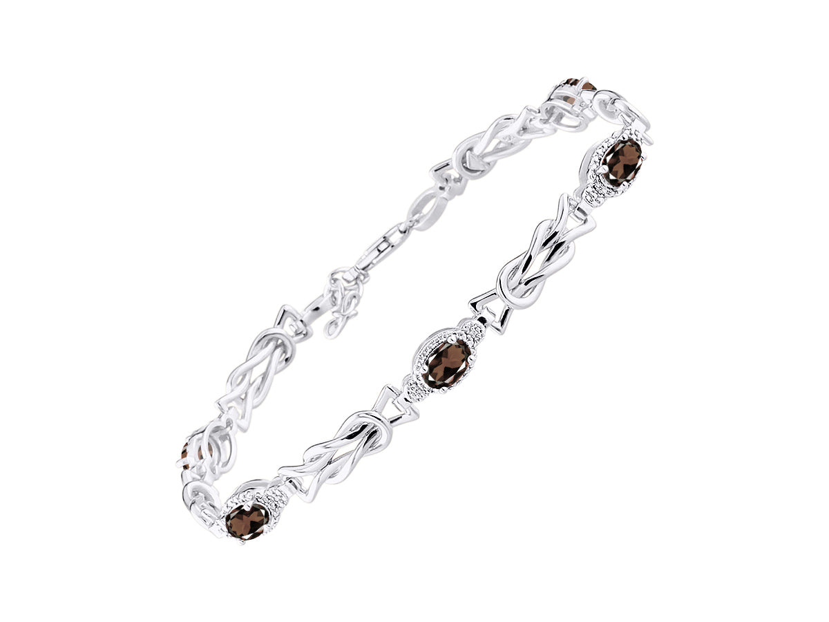 RYLOS Bracelets for Women 925 Sterling Silver Love Knot Tennis Bracelet Gemstone & Diamonds Adjustable to Fit 7"-8" Wrist, 5 - 6X4MM Amethyst Jewelry for Women Friendship Bracelets