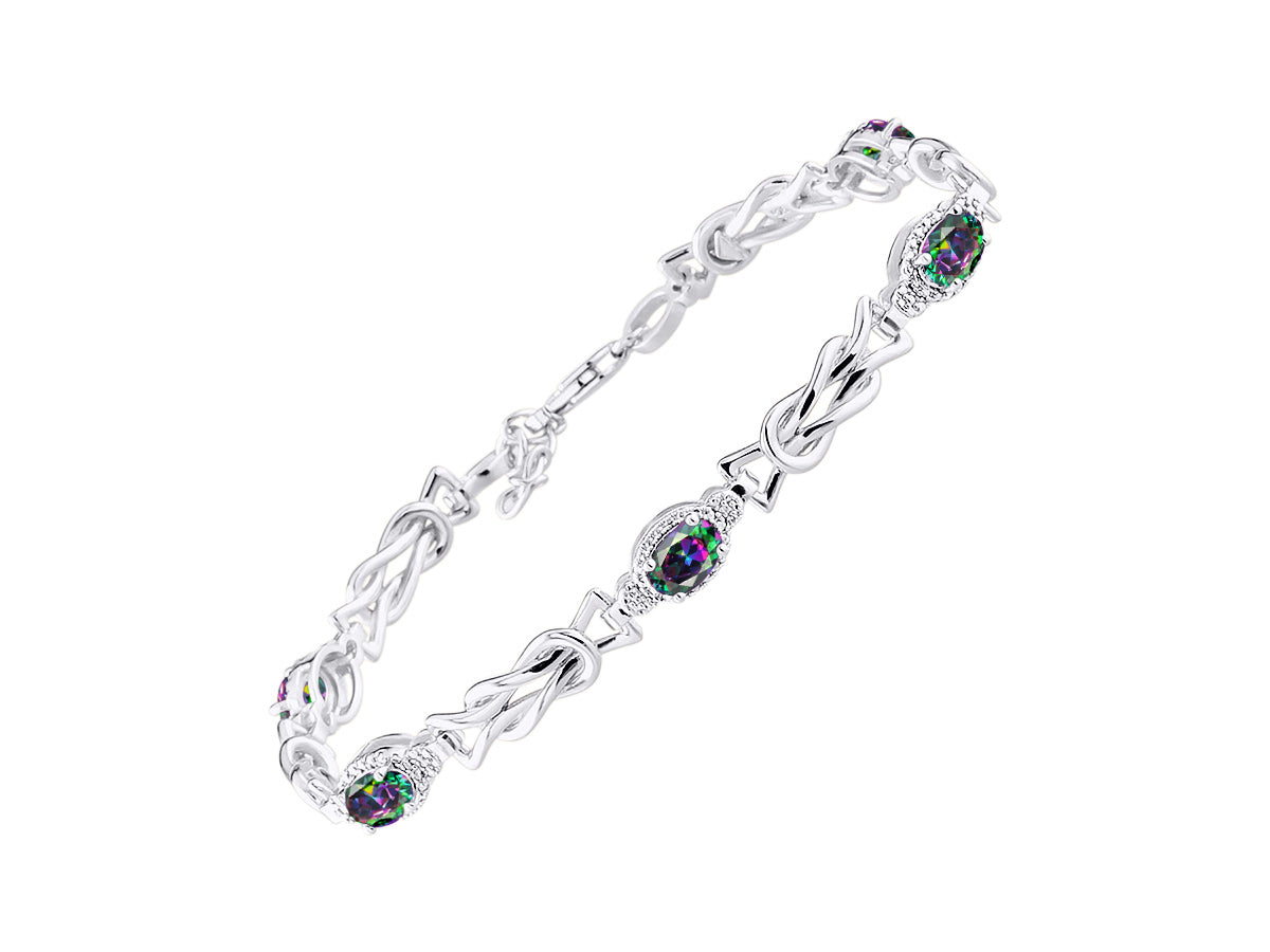 RYLOS Bracelets for Women 925 Sterling Silver Love Knot Tennis Bracelet Gemstone & Diamonds Adjustable to Fit 7"-8" Wrist, 5 - 6X4MM Amethyst Jewelry for Women Friendship Bracelets