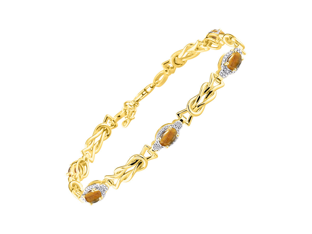 RYLOS Bracelets for Women Yellow Gold Plated Silver Love Knot Tennis Bracelet Gemstone & Diamonds Adjustable to Fit 7"-8" Wrist, 5 Gorgeous 6X4MM Jewelry for Women Friendship Bracelets