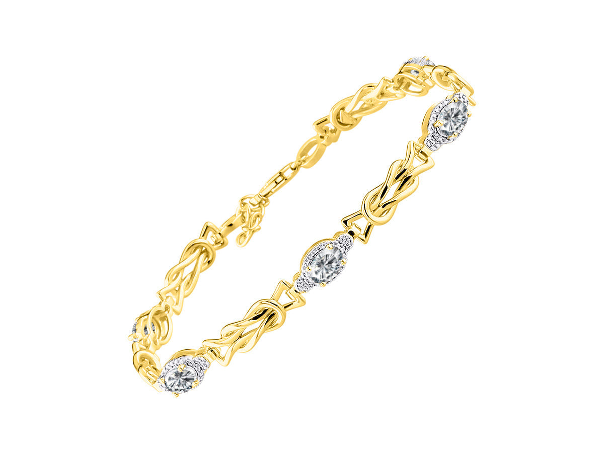 RYLOS Bracelets for Women Yellow Gold Plated Silver Love Knot Tennis Bracelet Gemstone & Diamonds Adjustable to Fit 7"-8" Wrist, 5 Gorgeous 6X4MM Jewelry for Women Friendship Bracelets