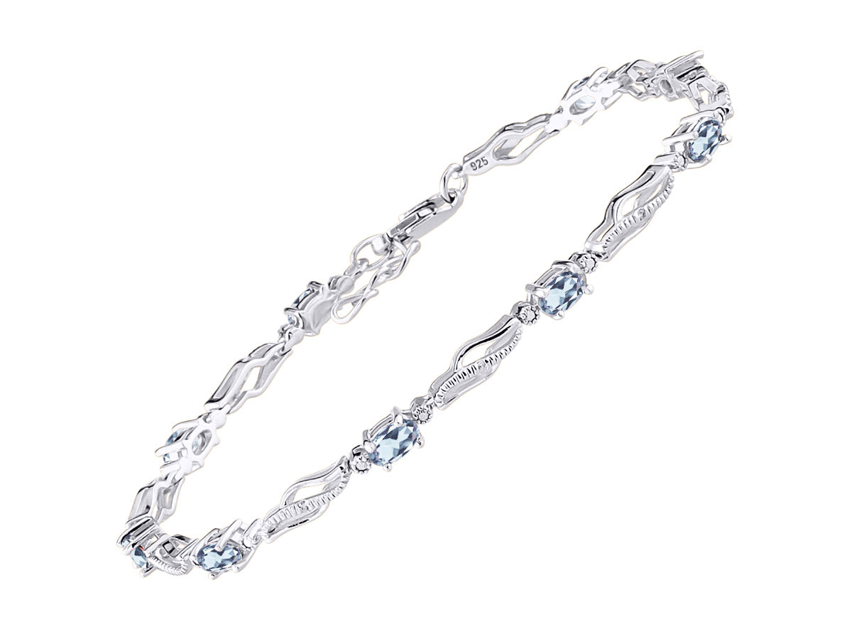 RYLOS Bracelets for Women 925 Sterling Silver Serenity Wave Tennis Bracelet Gemstone & Diamonds Adjustable to Fit 7"-8" Wrist, 9 Gorgeous 5X3MM Jewelry for Women Friendship Bracelets