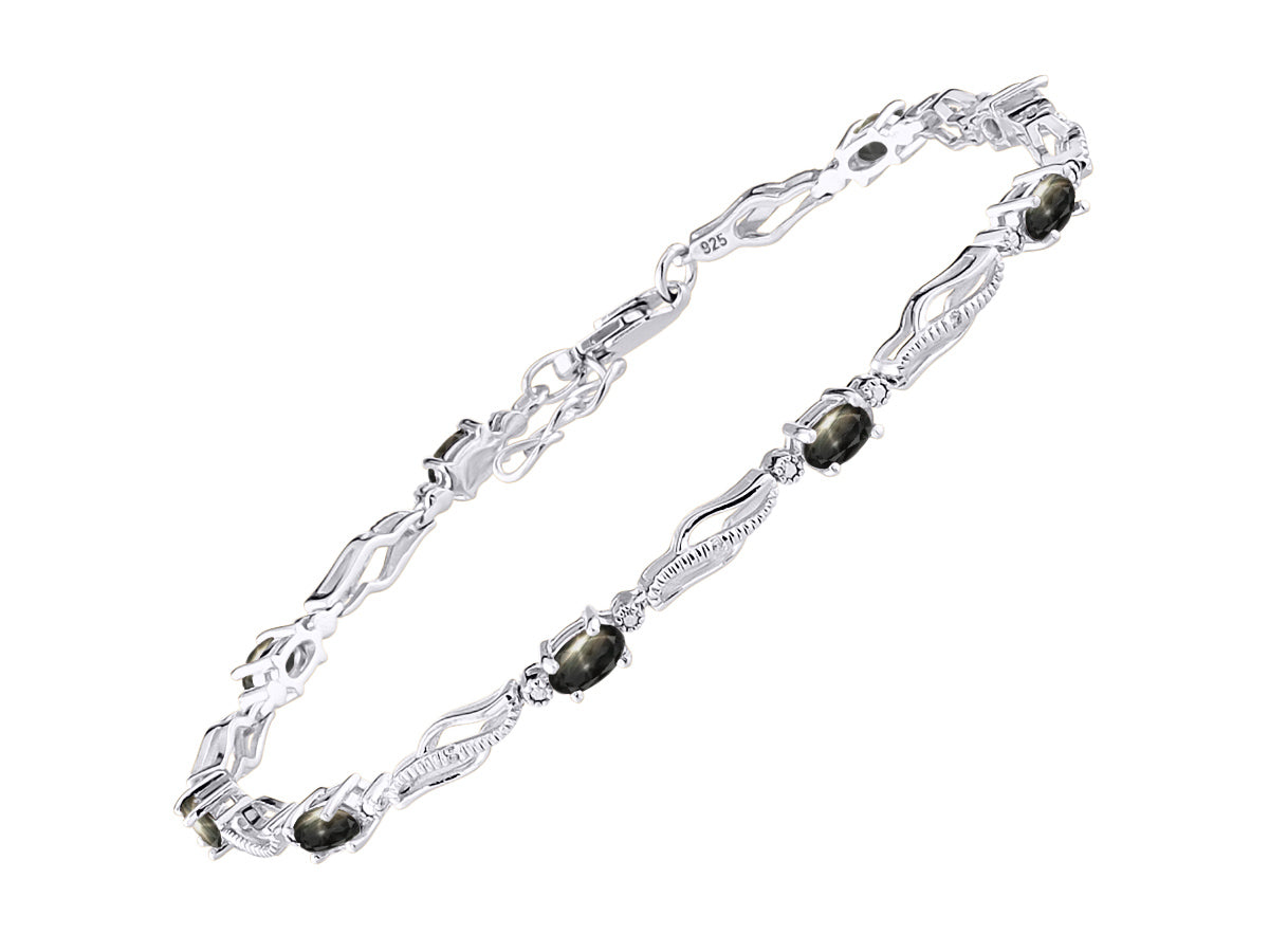 RYLOS Bracelets for Women 925 Sterling Silver Serenity Wave Tennis Bracelet Gemstone & Diamonds Adjustable to Fit 7"-8" Wrist, 9 Gorgeous 5X3MM Jewelry for Women Friendship Bracelets