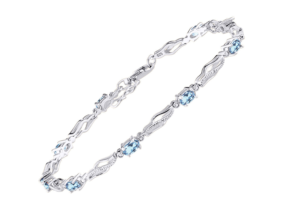 RYLOS Bracelets for Women 925 Sterling Silver Serenity Wave Tennis Bracelet Gemstone & Diamonds Adjustable to Fit 7"-8" Wrist, 9 Gorgeous 5X3MM Jewelry for Women Friendship Bracelets