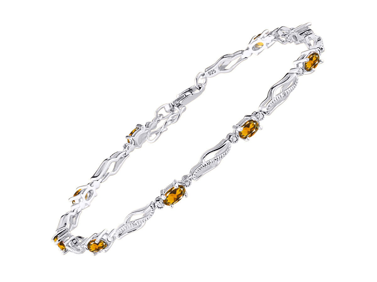 RYLOS Bracelets for Women 925 Sterling Silver Serenity Wave Tennis Bracelet Gemstone & Diamonds Adjustable to Fit 7"-8" Wrist, 9 Gorgeous 5X3MM Jewelry for Women Friendship Bracelets