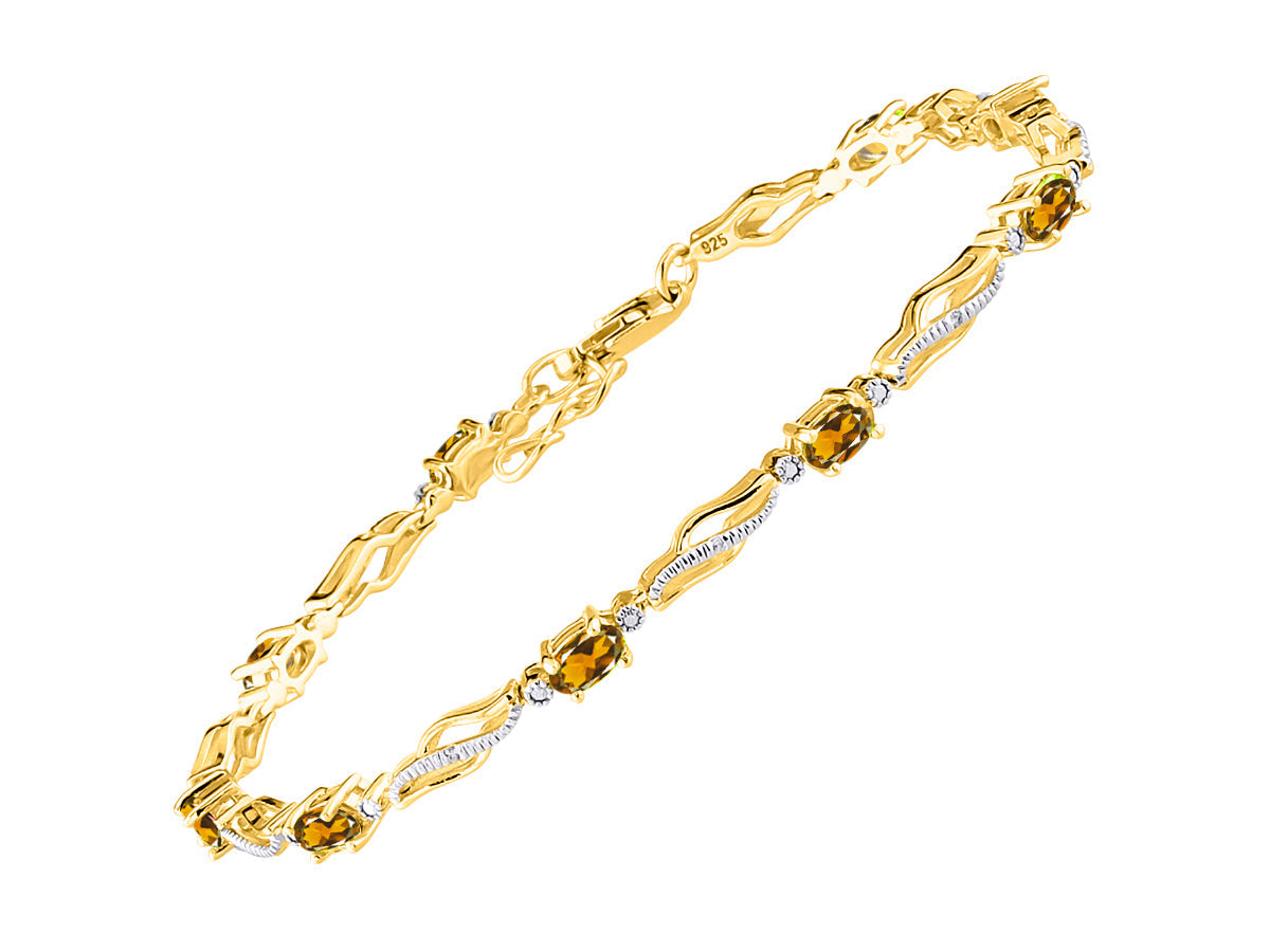 RYLOS Bracelets for Women Yellow Gold Plated Silver Serenity Wave Tennis Bracelet Gemstone & Diamonds Adjustable to Fit 7"-8" Wrist, 9 Gorgeous 5X3MM Jewelry for Women Friendship Bracelets