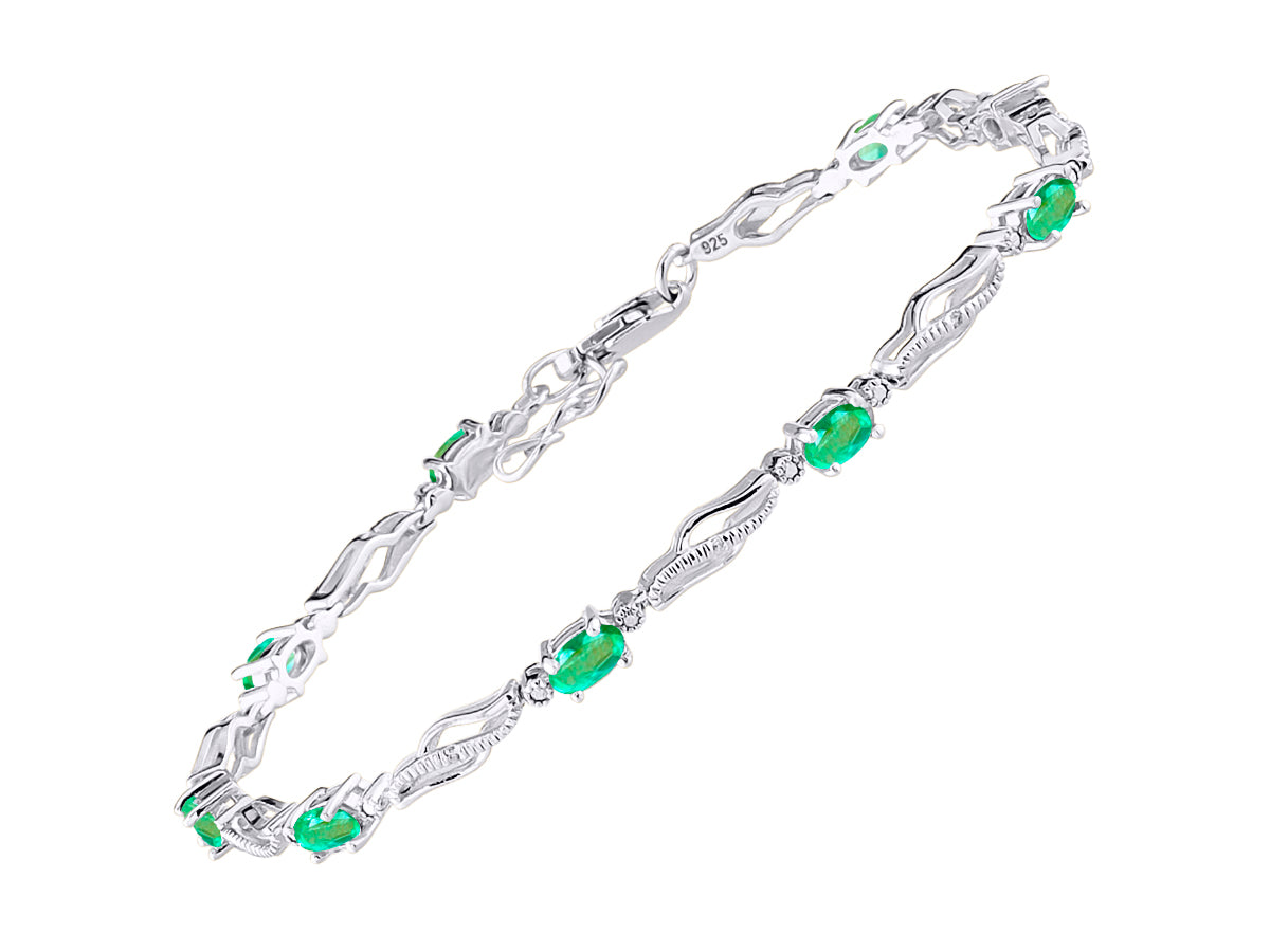 RYLOS Bracelets for Women 925 Sterling Silver Serenity Wave Tennis Bracelet Gemstone & Diamonds Adjustable to Fit 7"-8" Wrist, 9 Gorgeous 5X3MM Jewelry for Women Friendship Bracelets