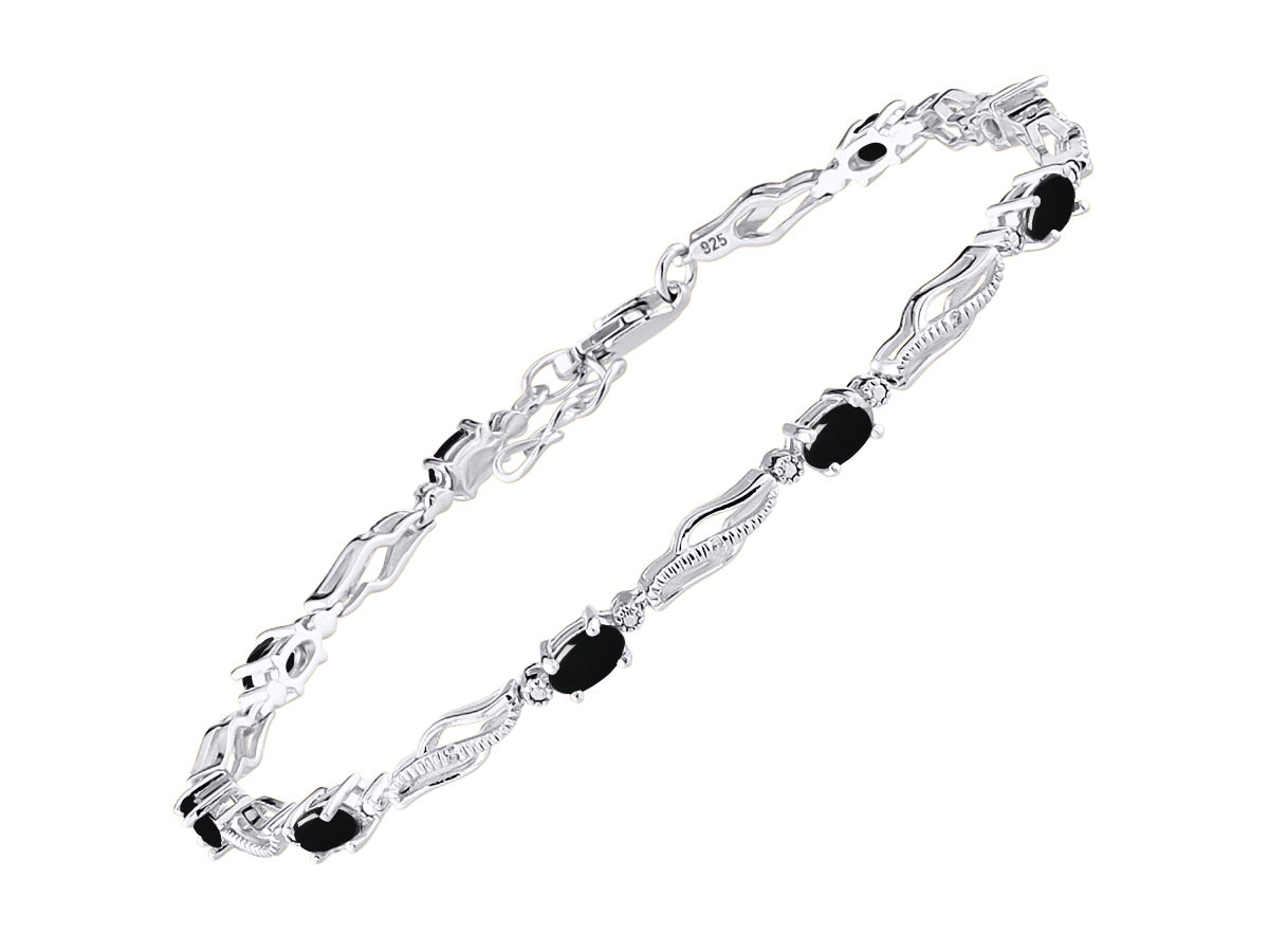 RYLOS Bracelets for Women 925 Sterling Silver Serenity Wave Tennis Bracelet Gemstone & Diamonds Adjustable to Fit 7"-8" Wrist, 9 Gorgeous 5X3MM Jewelry for Women Friendship Bracelets
