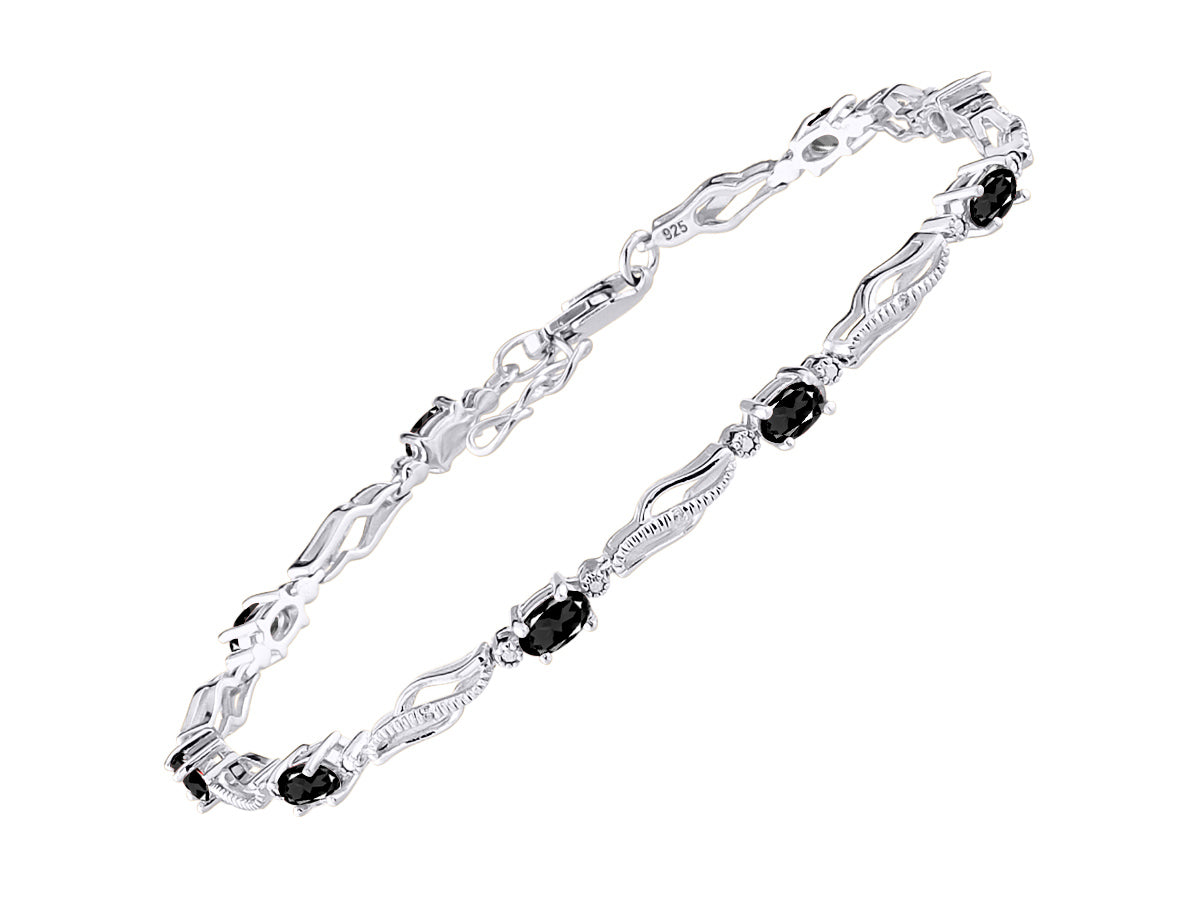 RYLOS Bracelets for Women 925 Sterling Silver Serenity Wave Tennis Bracelet Gemstone & Diamonds Adjustable to Fit 7"-8" Wrist, 9 Gorgeous 5X3MM Jewelry for Women Friendship Bracelets