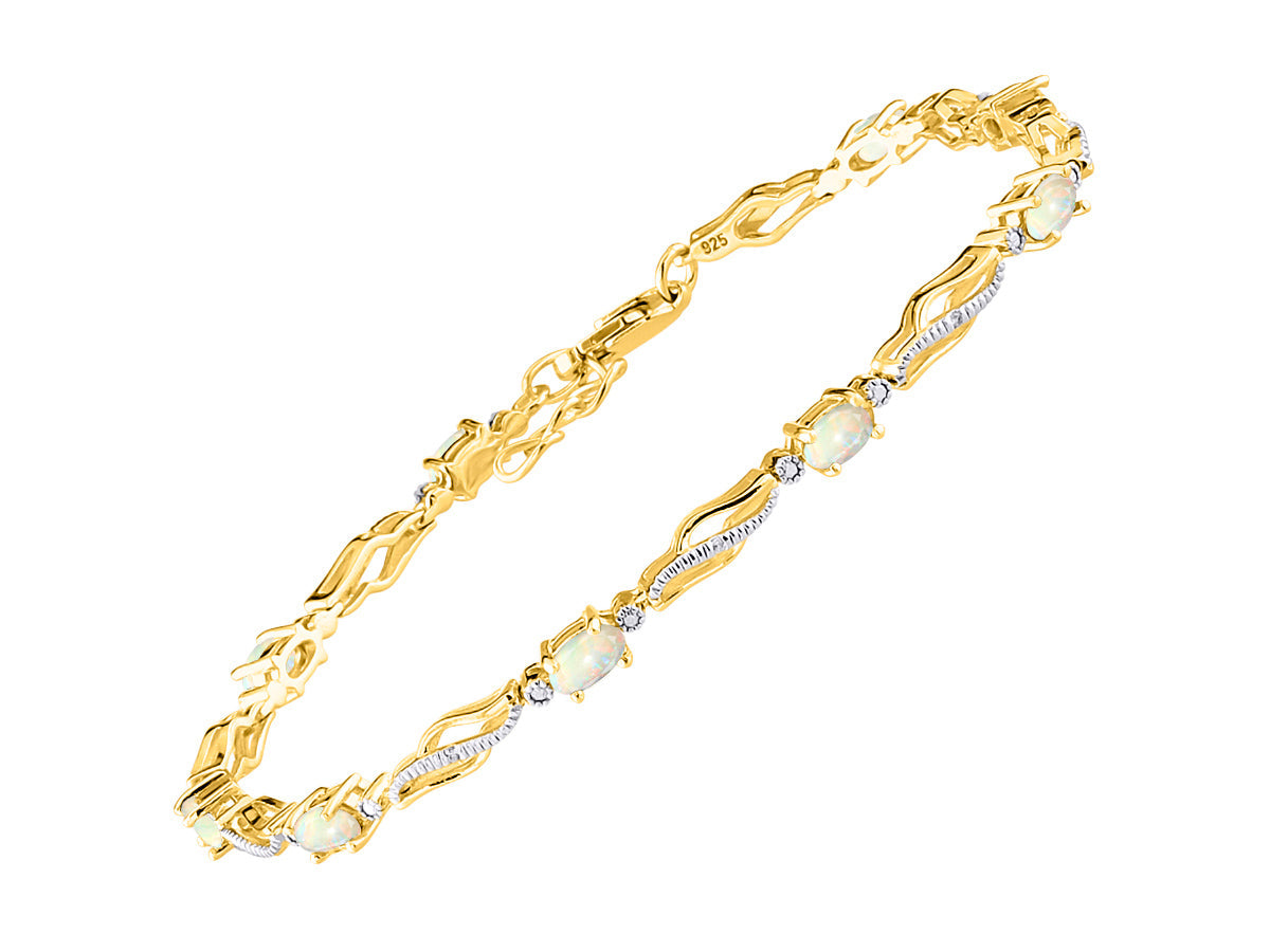 RYLOS Bracelets for Women Yellow Gold Plated Silver Serenity Wave Tennis Bracelet Gemstone & Diamonds Adjustable to Fit 7"-8" Wrist, 9 Gorgeous 5X3MM Jewelry for Women Friendship Bracelets
