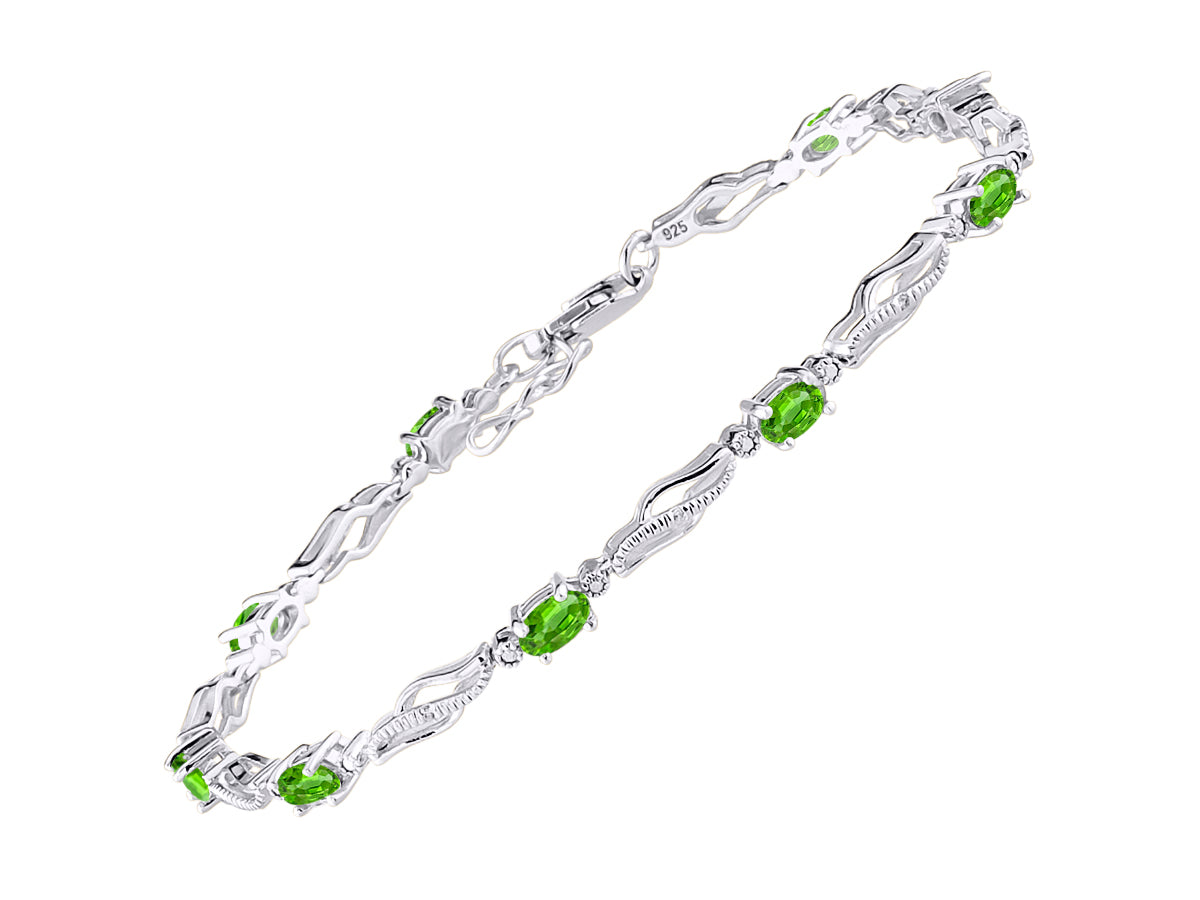 RYLOS Bracelets for Women 925 Sterling Silver Serenity Wave Tennis Bracelet Gemstone & Diamonds Adjustable to Fit 7"-8" Wrist, 9 Gorgeous 5X3MM Jewelry for Women Friendship Bracelets