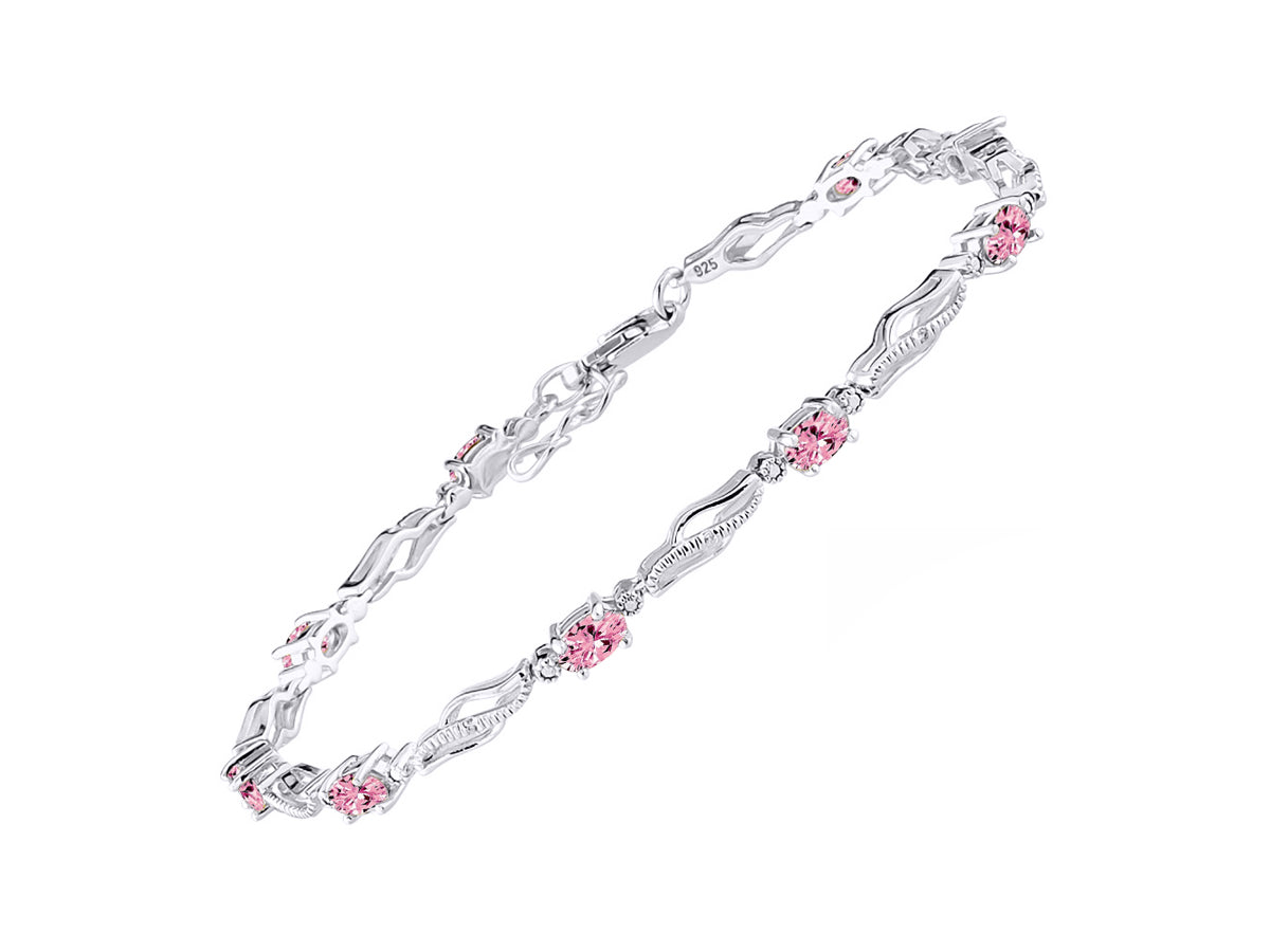 RYLOS Bracelets for Women 925 Sterling Silver Serenity Wave Tennis Bracelet Gemstone & Diamonds Adjustable to Fit 7"-8" Wrist, 9 Gorgeous 5X3MM Jewelry for Women Friendship Bracelets