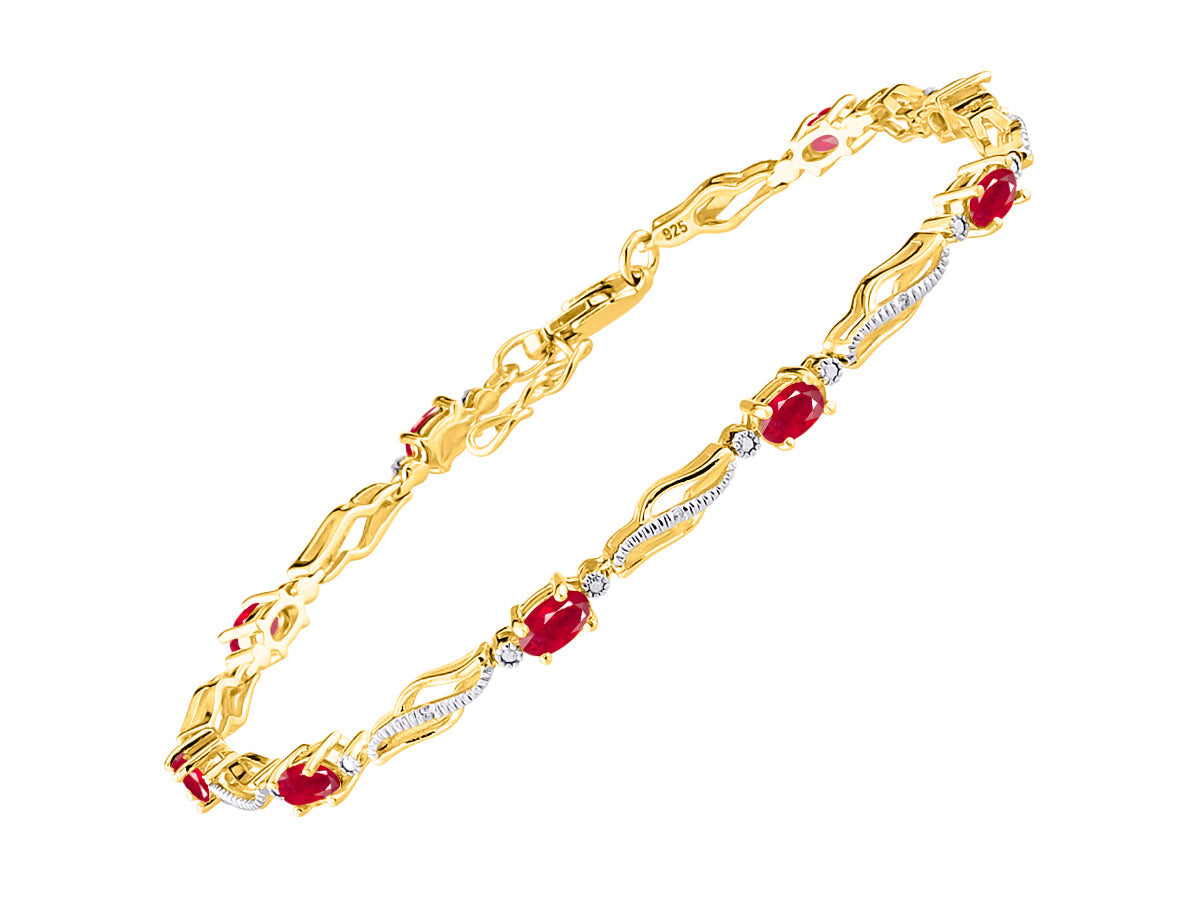 RYLOS Bracelets for Women Yellow Gold Plated Silver Serenity Wave Tennis Bracelet Gemstone & Diamonds Adjustable to Fit 7"-8" Wrist, 9 Gorgeous 5X3MM Jewelry for Women Friendship Bracelets