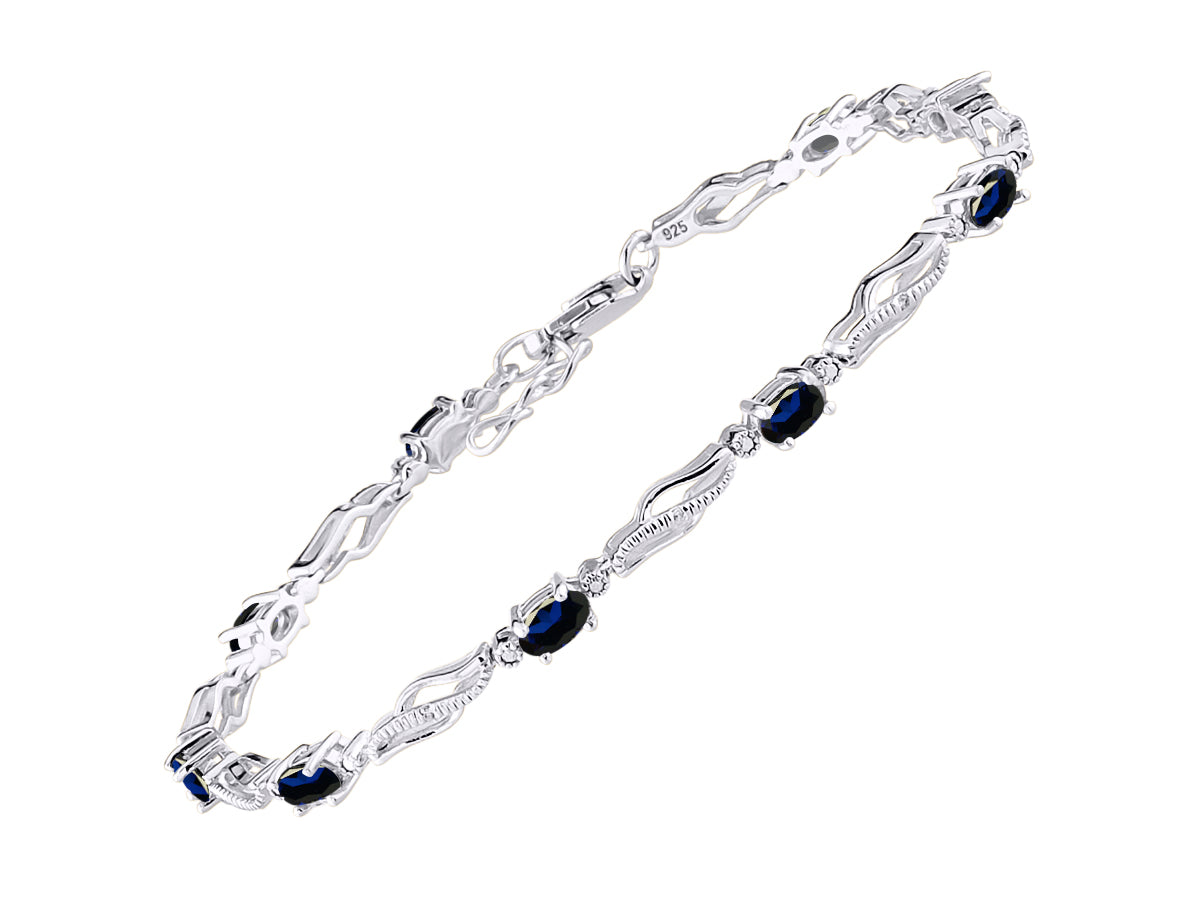 RYLOS Bracelets for Women 925 Sterling Silver Serenity Wave Tennis Bracelet Gemstone & Diamonds Adjustable to Fit 7"-8" Wrist, 9 Gorgeous 5X3MM Jewelry for Women Friendship Bracelets