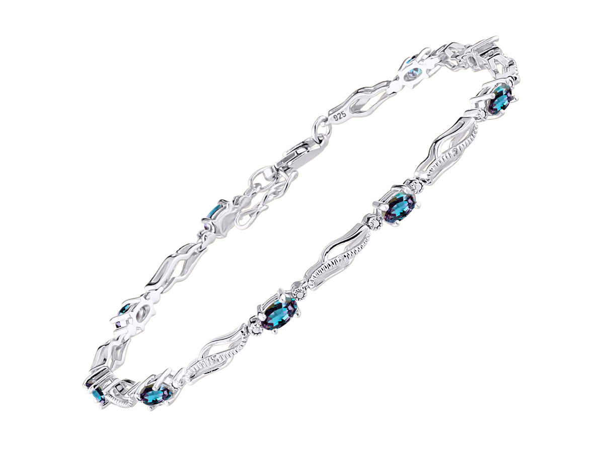 RYLOS Bracelets for Women 925 Sterling Silver Serenity Wave Tennis Bracelet Gemstone & Diamonds Adjustable to Fit 7"-8" Wrist, 9 Gorgeous 5X3MM Jewelry for Women Friendship Bracelets