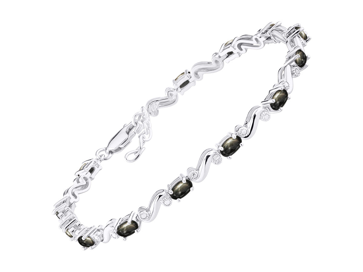 RYLOS Bracelets for Women 925 Sterling Silver Classic "S" Tennis Bracelet Gemstone & Diamonds Adjustable to Fit 7"-8" Wrist, 13 Gorgeous 5X3MM Jewelry for Women Friendship Bracelets