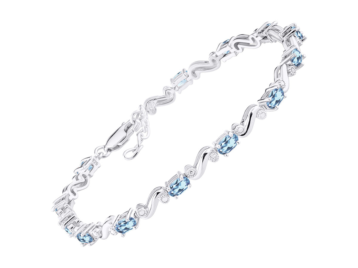 RYLOS Bracelets for Women 925 Sterling Silver Classic "S" Tennis Bracelet Gemstone & Diamonds Adjustable to Fit 7"-8" Wrist, 13 Gorgeous 5X3MM Jewelry for Women Friendship Bracelets