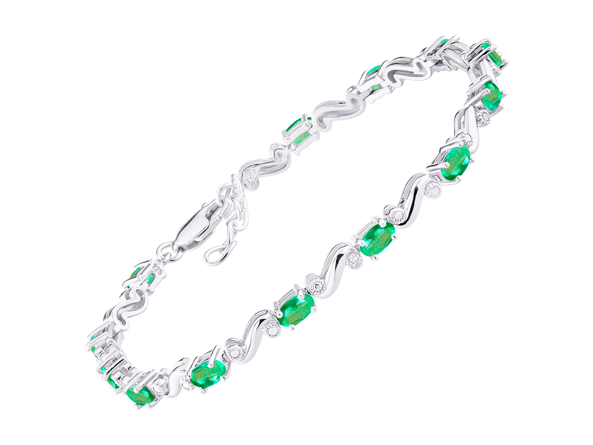 RYLOS Bracelets for Women 925 Sterling Silver Classic "S" Tennis Bracelet Gemstone & Diamonds Adjustable to Fit 7"-8" Wrist, 13 Gorgeous 5X3MM Jewelry for Women Friendship Bracelets