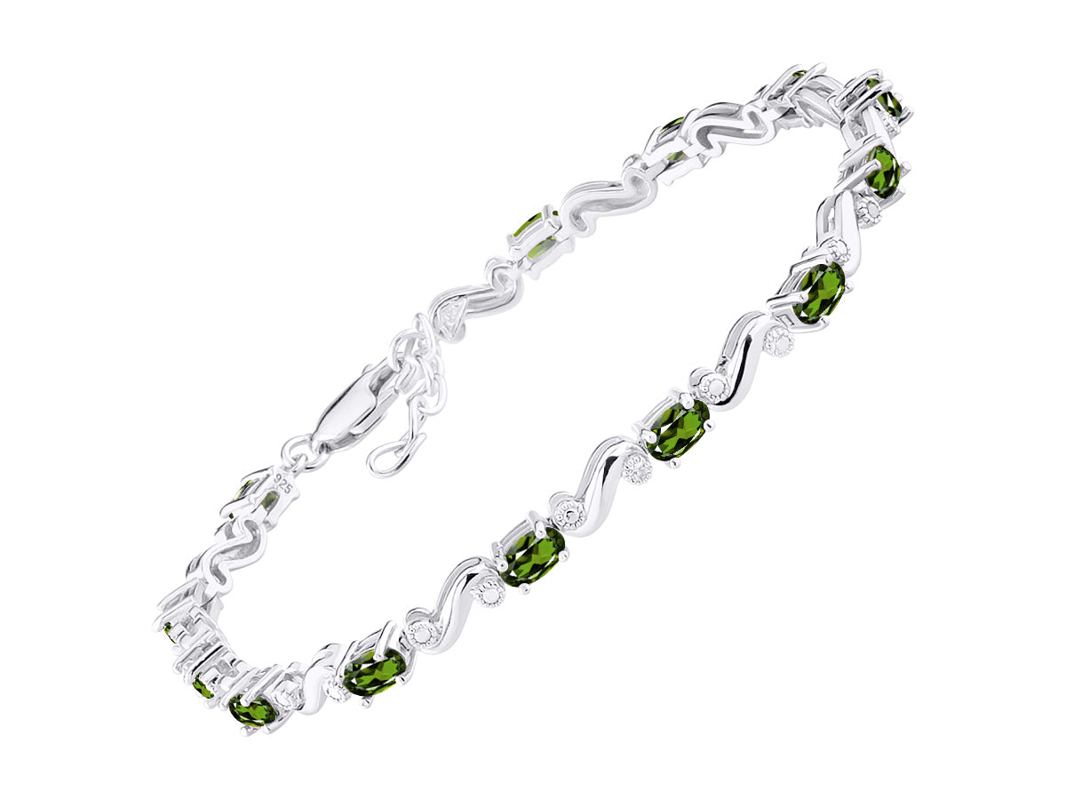 RYLOS Bracelets for Women 925 Sterling Silver Classic "S" Tennis Bracelet Gemstone & Diamonds Adjustable to Fit 7"-8" Wrist, 13 Gorgeous 5X3MM Jewelry for Women Friendship Bracelets