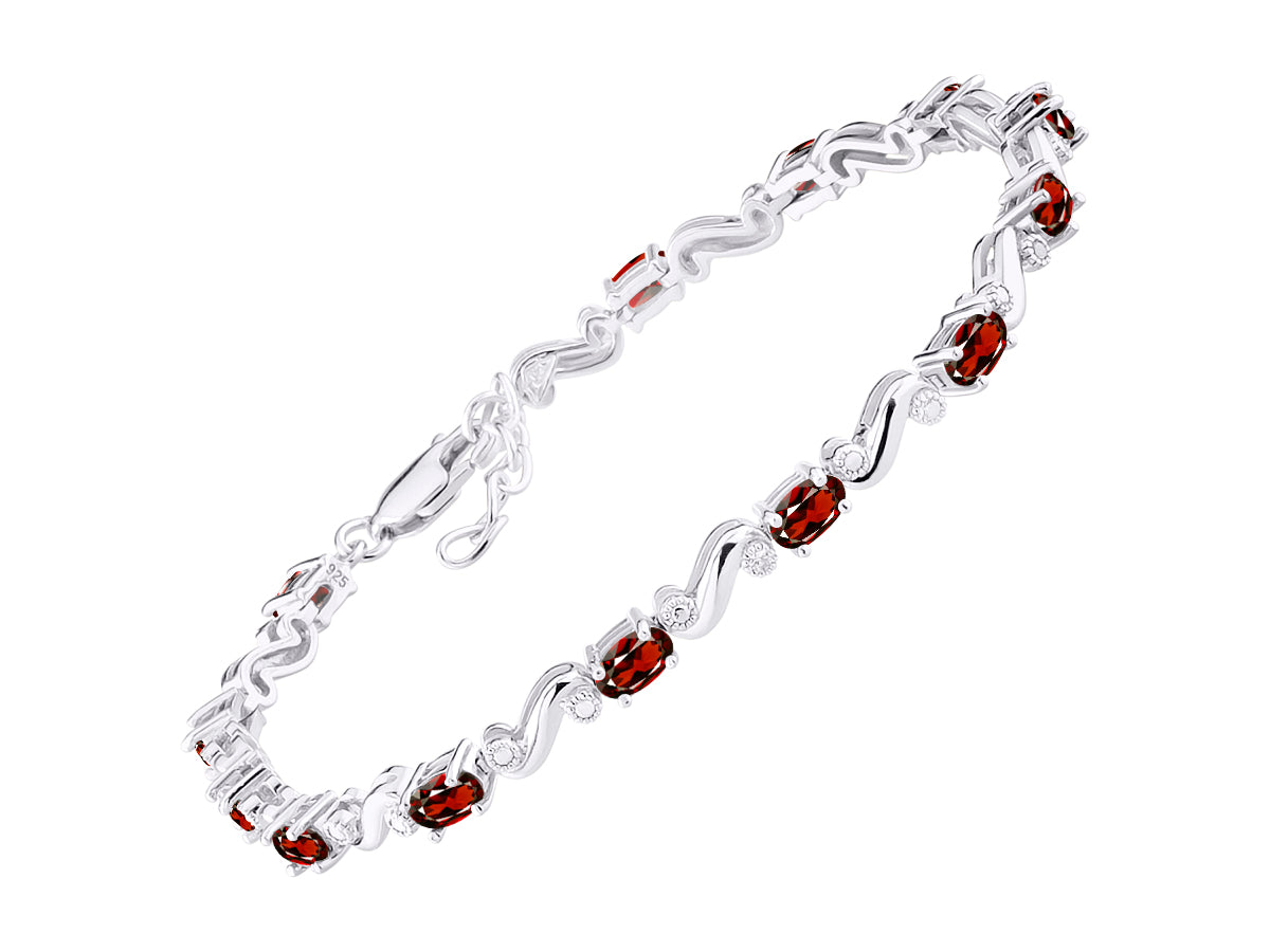 RYLOS Bracelets for Women 925 Sterling Silver Classic "S" Tennis Bracelet Gemstone & Diamonds Adjustable to Fit 7"-8" Wrist, 13 Gorgeous 5X3MM Jewelry for Women Friendship Bracelets