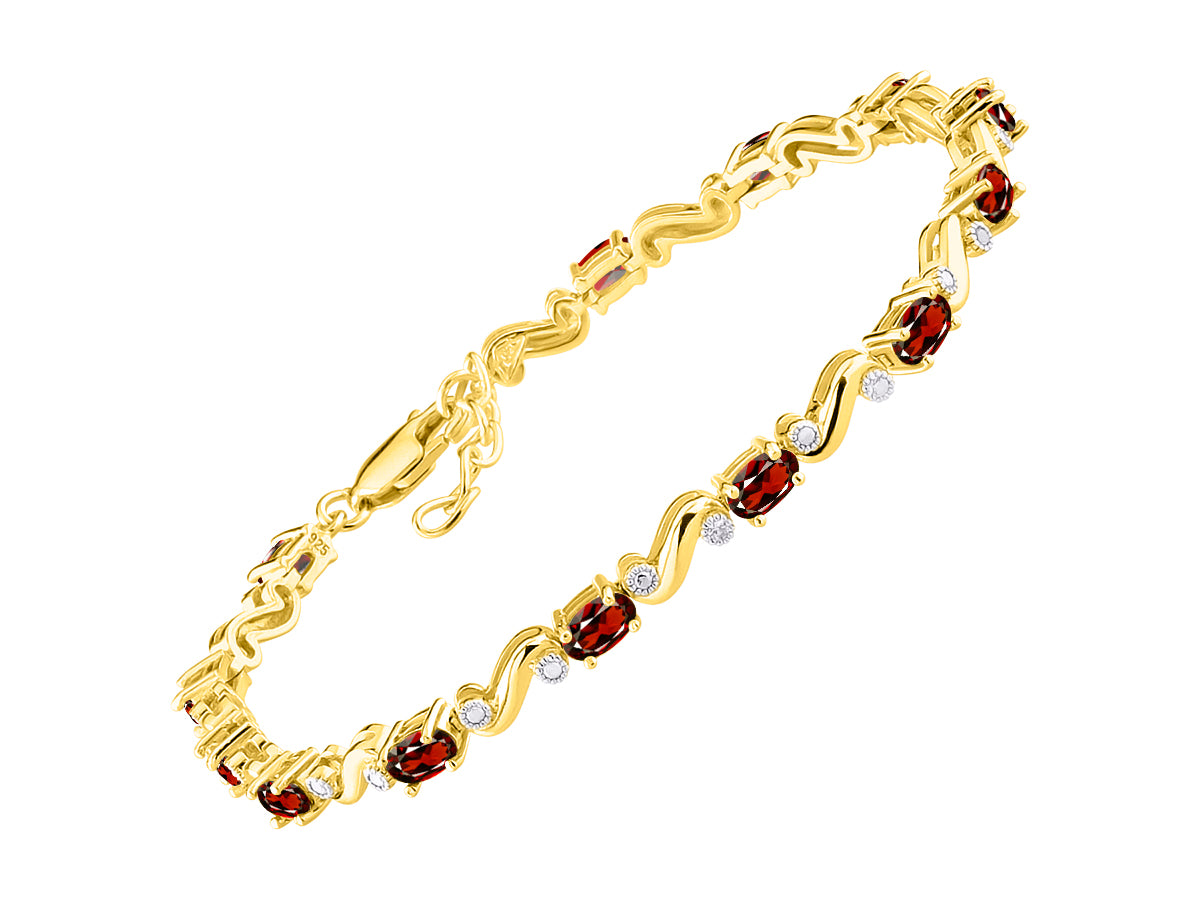 RYLOS Bracelets for Women Yellow Gold Plated Silver Classic "S" Tennis Bracelet Gemstone & Diamonds Adjustable to Fit 7"-8" Wrist, 13 Gorgeous 5X3MM Jewelry for Women Friendship Bracelets