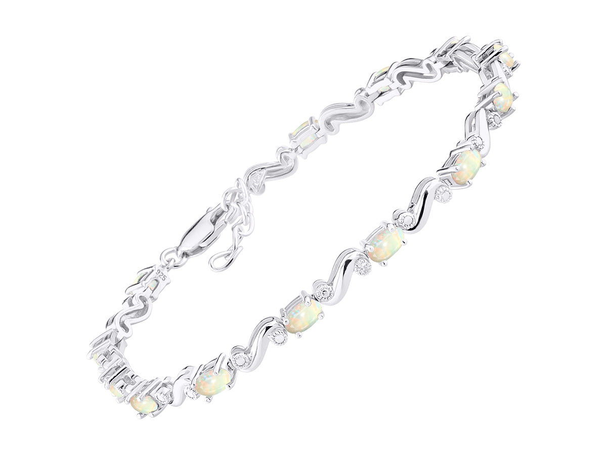 RYLOS Bracelets for Women 925 Sterling Silver Classic "S" Tennis Bracelet Gemstone & Diamonds Adjustable to Fit 7"-8" Wrist, 13 Gorgeous 5X3MM Jewelry for Women Friendship Bracelets