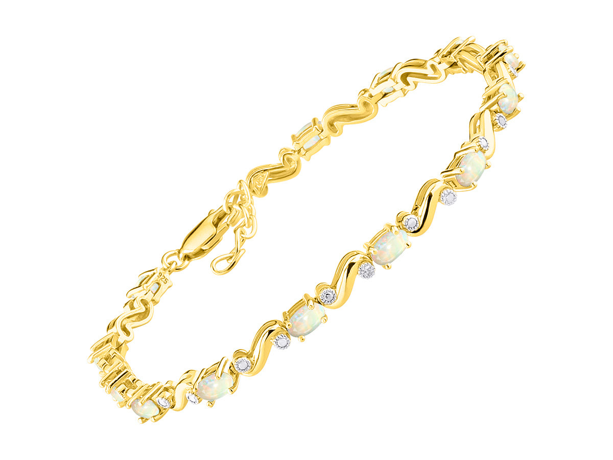 RYLOS Bracelets for Women Yellow Gold Plated Silver Classic "S" Tennis Bracelet Gemstone & Diamonds Adjustable to Fit 7"-8" Wrist, 13 Gorgeous 5X3MM Jewelry for Women Friendship Bracelets