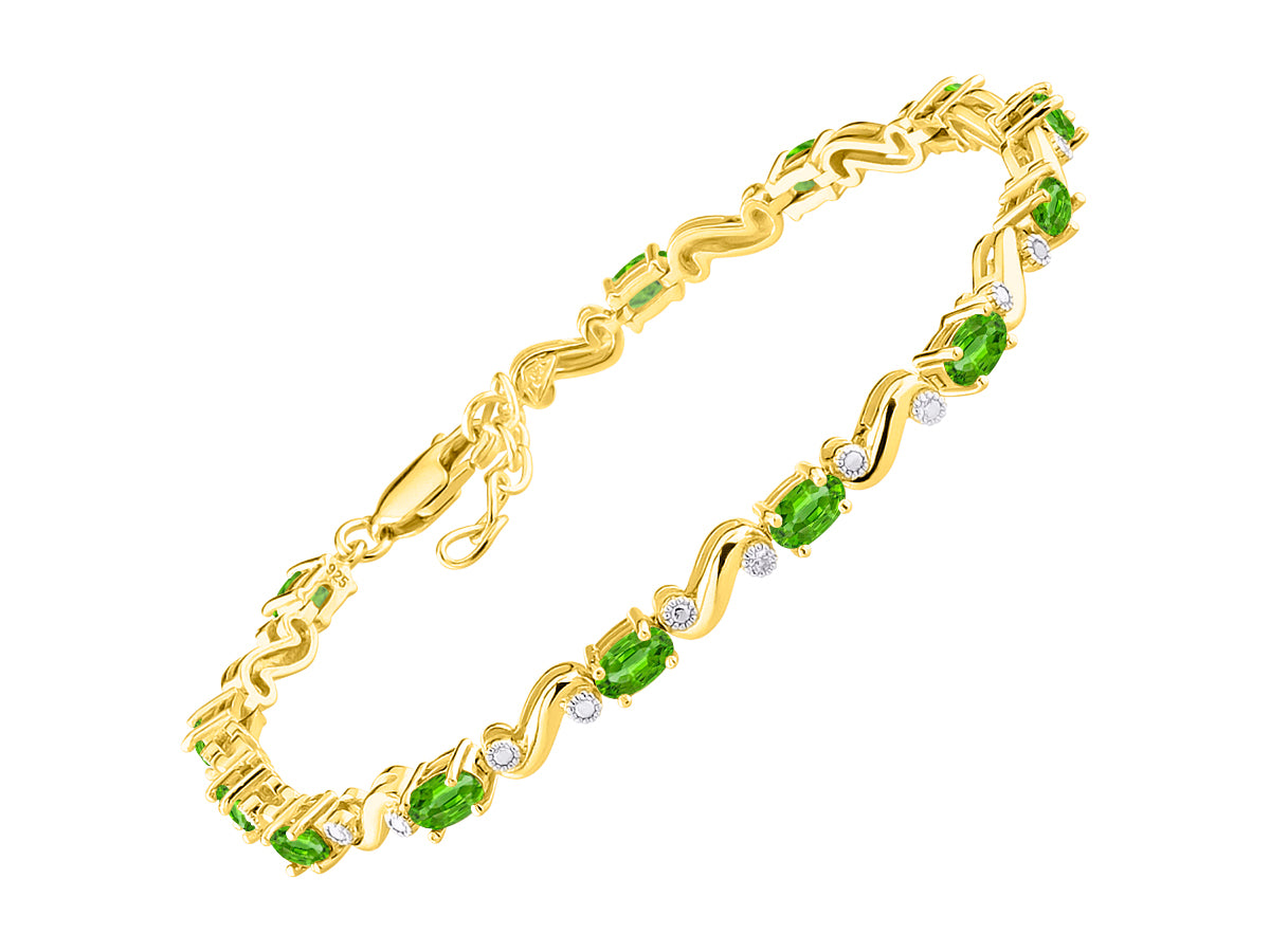 RYLOS Bracelets for Women Yellow Gold Plated Silver Classic "S" Tennis Bracelet Gemstone & Diamonds Adjustable to Fit 7"-8" Wrist, 13 Gorgeous 5X3MM Jewelry for Women Friendship Bracelets