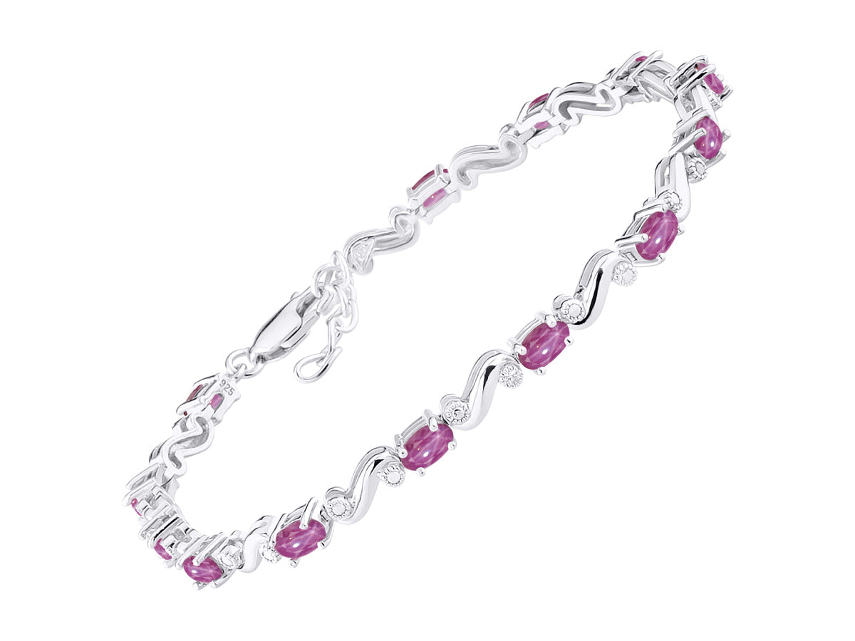 RYLOS Bracelets for Women 925 Sterling Silver Classic "S" Tennis Bracelet Gemstone & Diamonds Adjustable to Fit 7"-8" Wrist, 13 Gorgeous 5X3MM Jewelry for Women Friendship Bracelets