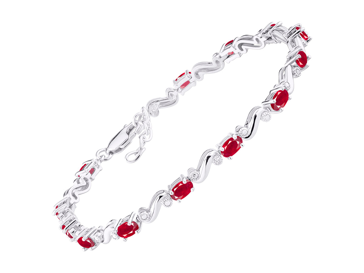 RYLOS Bracelets for Women 925 Sterling Silver Classic "S" Tennis Bracelet Gemstone & Diamonds Adjustable to Fit 7"-8" Wrist, 13 Gorgeous 5X3MM Jewelry for Women Friendship Bracelets