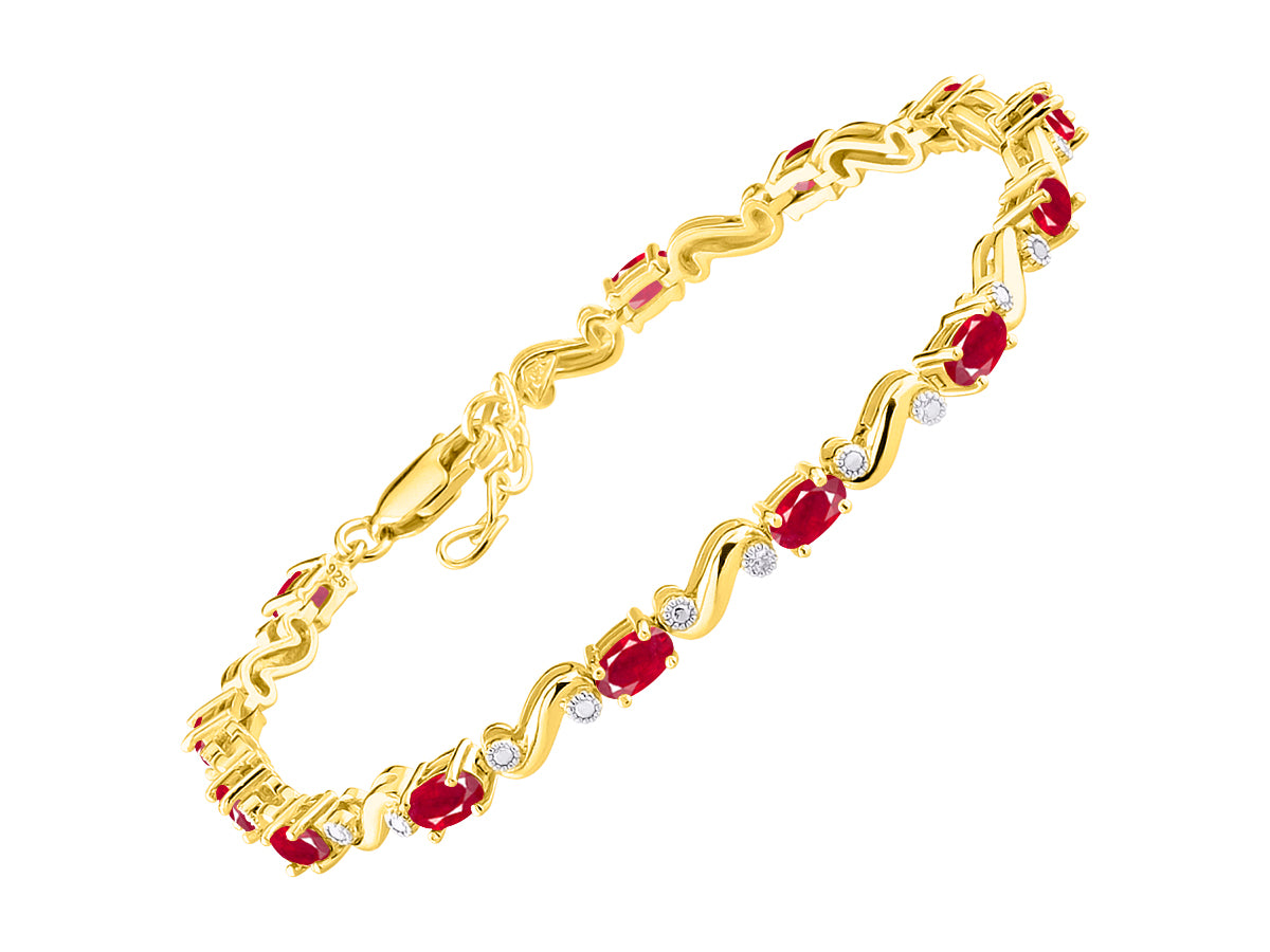 RYLOS Bracelets for Women Yellow Gold Plated Silver Classic "S" Tennis Bracelet Gemstone & Diamonds Adjustable to Fit 7"-8" Wrist, 13 Gorgeous 5X3MM Jewelry for Women Friendship Bracelets