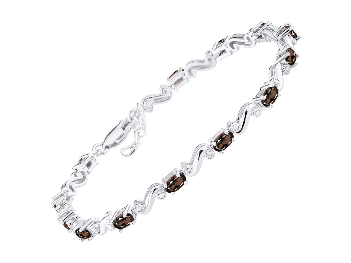 RYLOS Bracelets for Women 925 Sterling Silver Classic "S" Tennis Bracelet Gemstone & Diamonds Adjustable to Fit 7"-8" Wrist, 13 Gorgeous 5X3MM Jewelry for Women Friendship Bracelets