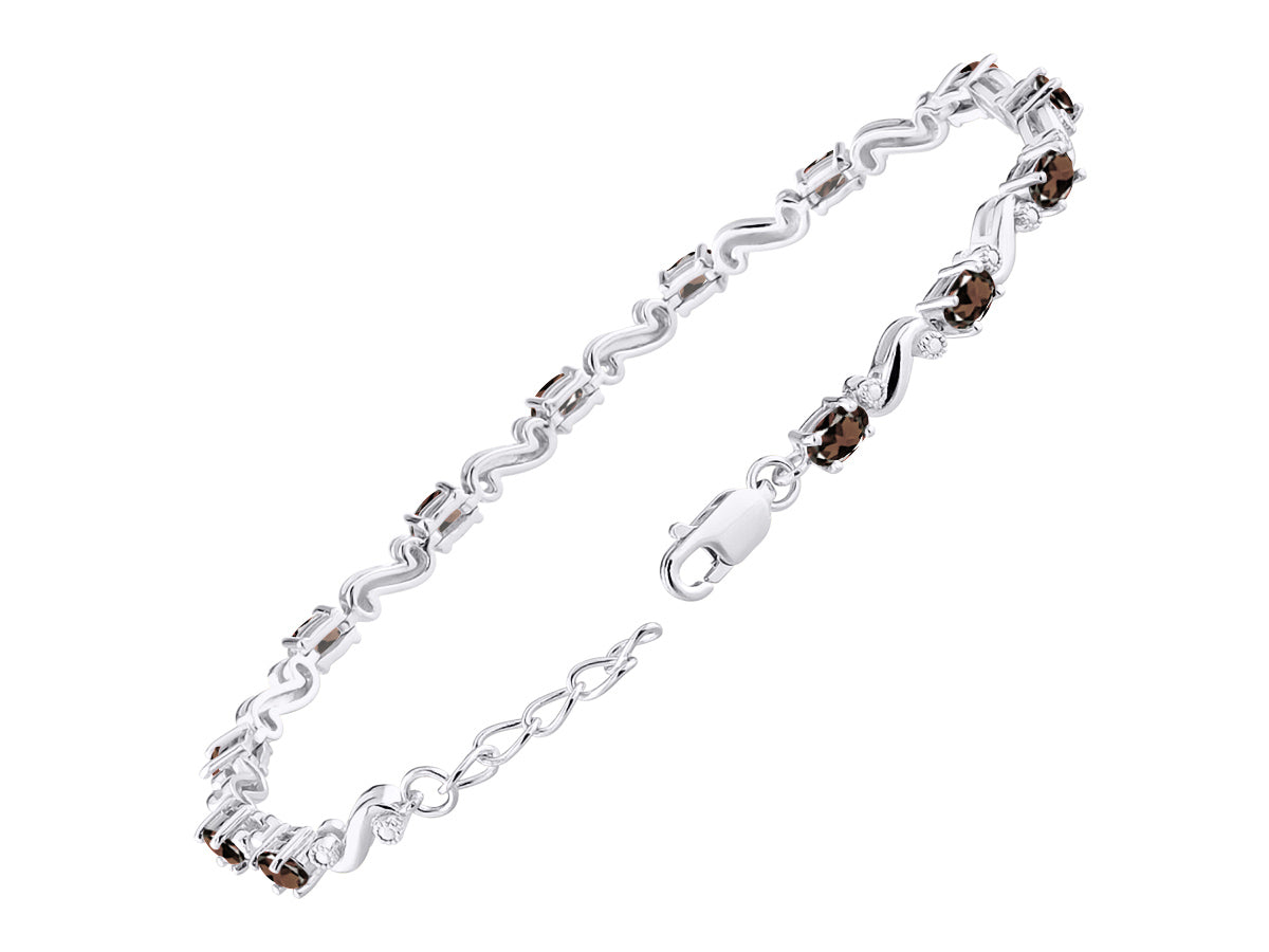 RYLOS Bracelets for Women 925 Sterling Silver Classic "S" Tennis Bracelet Gemstone & Diamonds Adjustable to Fit 7"-8" Wrist, 13 Gorgeous 5X3MM Jewelry for Women Friendship Bracelets