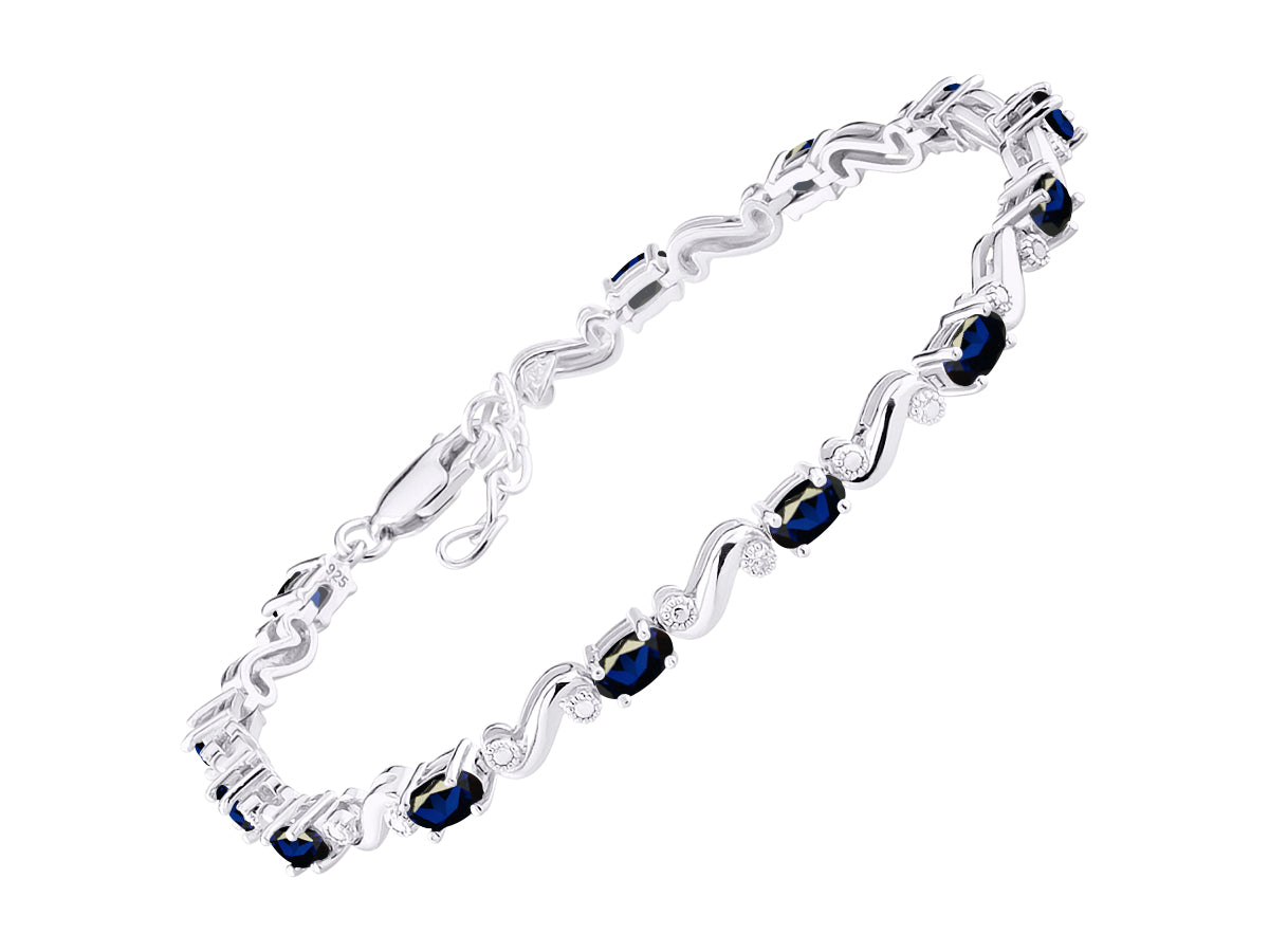RYLOS Bracelets for Women 925 Sterling Silver Classic "S" Tennis Bracelet Gemstone & Diamonds Adjustable to Fit 7"-8" Wrist, 13 Gorgeous 5X3MM Jewelry for Women Friendship Bracelets