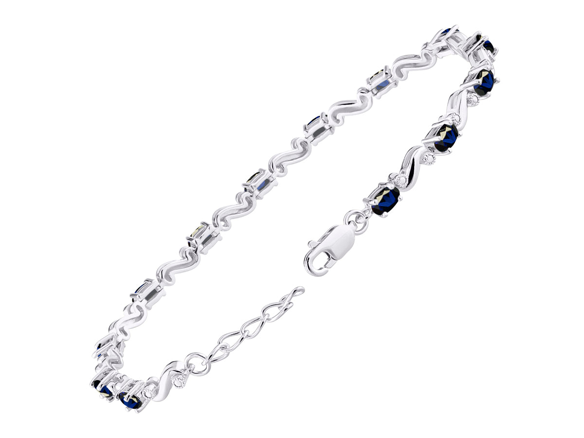 RYLOS Bracelets for Women 925 Sterling Silver Classic "S" Tennis Bracelet Gemstone & Diamonds Adjustable to Fit 7"-8" Wrist, 13 Gorgeous 5X3MM Jewelry for Women Friendship Bracelets