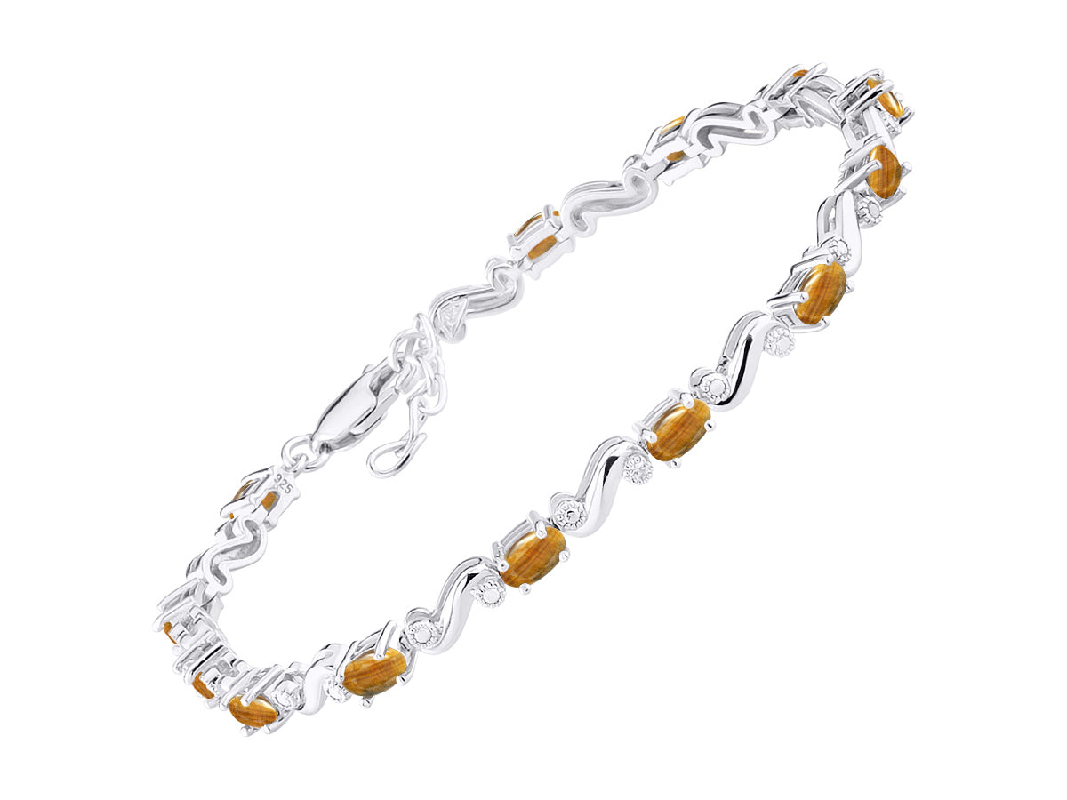 RYLOS Bracelets for Women Yellow Gold Plated Silver Classic "S" Tennis Bracelet Gemstone & Diamonds Adjustable to Fit 7"-8" Wrist, 13 Gorgeous 5X3MM Jewelry for Women Friendship Bracelets