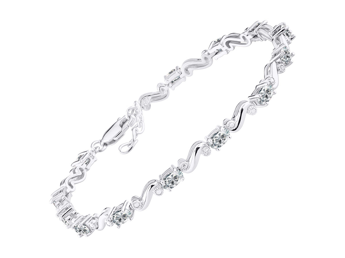 RYLOS Bracelets for Women 925 Sterling Silver Classic "S" Tennis Bracelet Gemstone & Diamonds Adjustable to Fit 7"-8" Wrist, 13 Gorgeous 5X3MM Jewelry for Women Friendship Bracelets