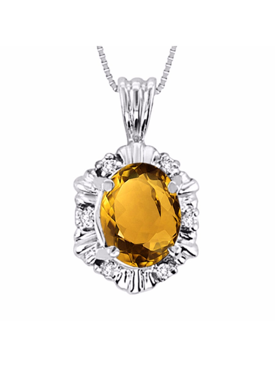 RYLOS Halo Designer Pendant Sterling Silver Necklace: Exquisite Gemstones & Diamonds, 18 inch Chain, 9X7MM Birthstone, Stunning Women's Jewelry