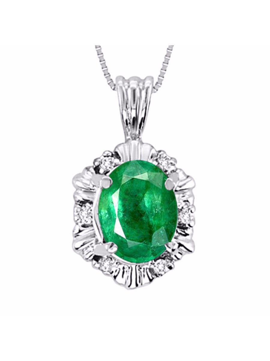 RYLOS Halo Designer Pendant Sterling Silver Necklace: Exquisite Gemstones & Diamonds, 18 inch Chain, 9X7MM Birthstone, Stunning Women's Jewelry