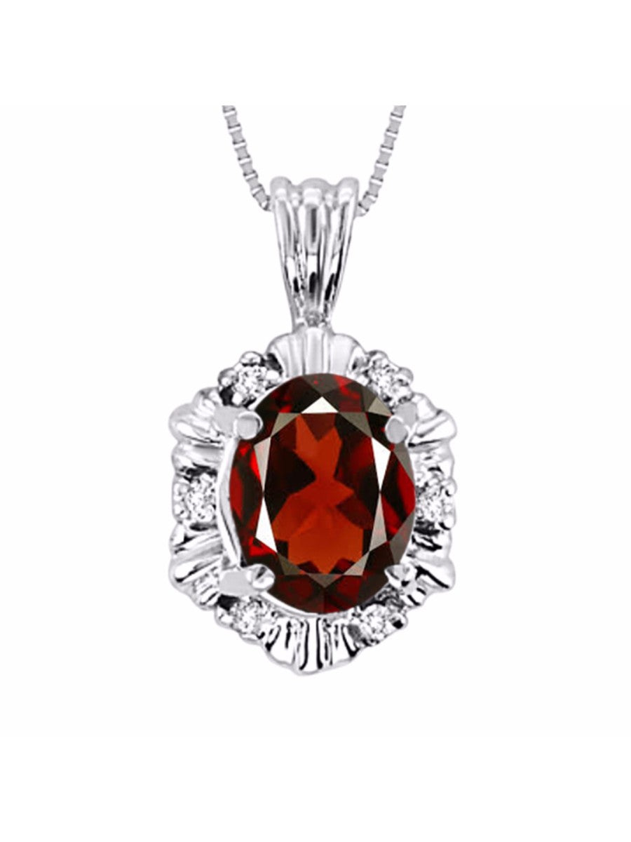 RYLOS Halo Designer Pendant Sterling Silver Necklace: Exquisite Gemstones & Diamonds, 18 inch Chain, 9X7MM Birthstone, Stunning Women's Jewelry