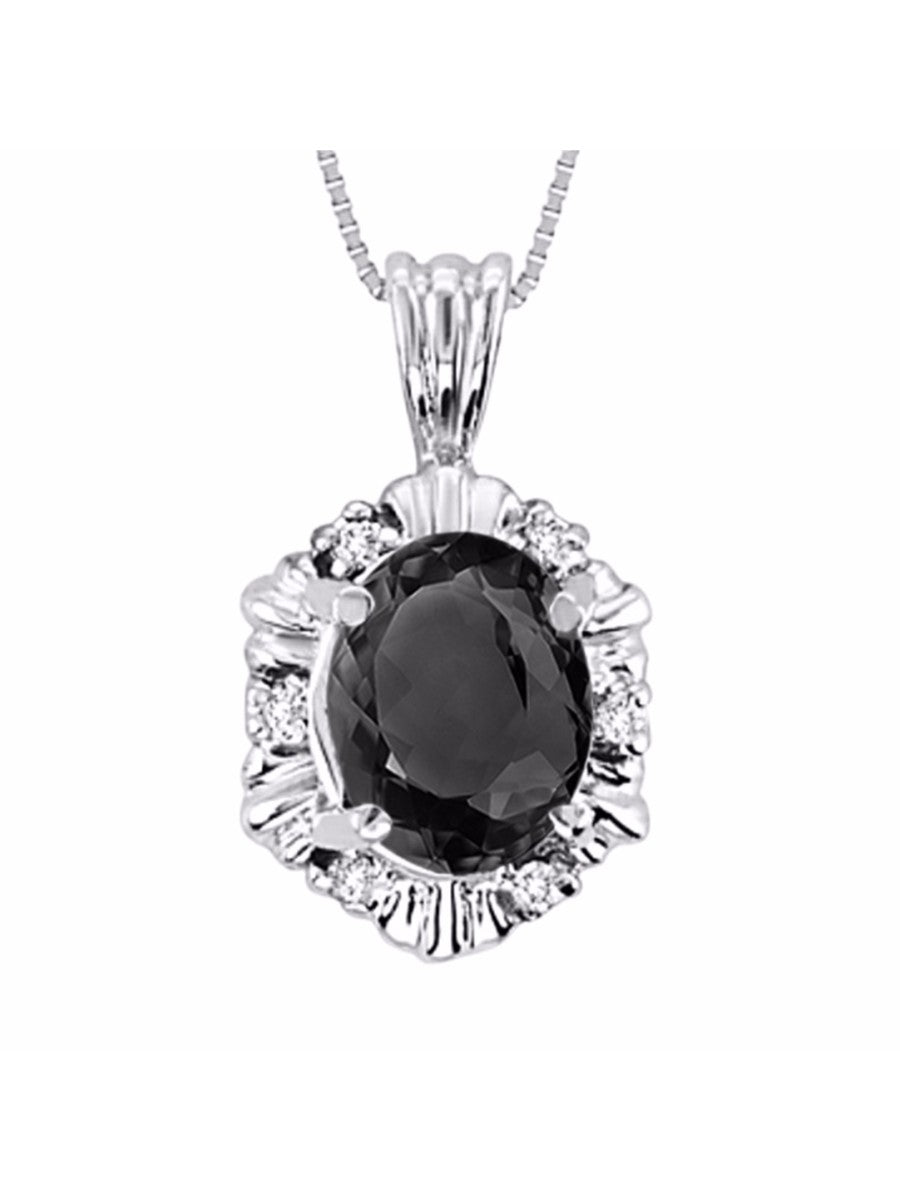 RYLOS Halo Designer Pendant 14K White Gold Necklace: Exquisite Gemstones & Diamonds, 18" Chain, 9X7MM Birthstone, Stunning Women's Jewelry