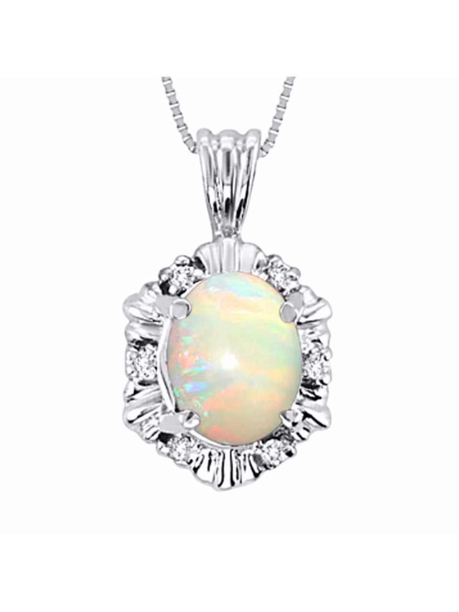 RYLOS Halo Designer Pendant 14K White Gold Necklace: Exquisite Gemstones & Diamonds, 18" Chain, 9X7MM Birthstone, Stunning Women's Jewelry