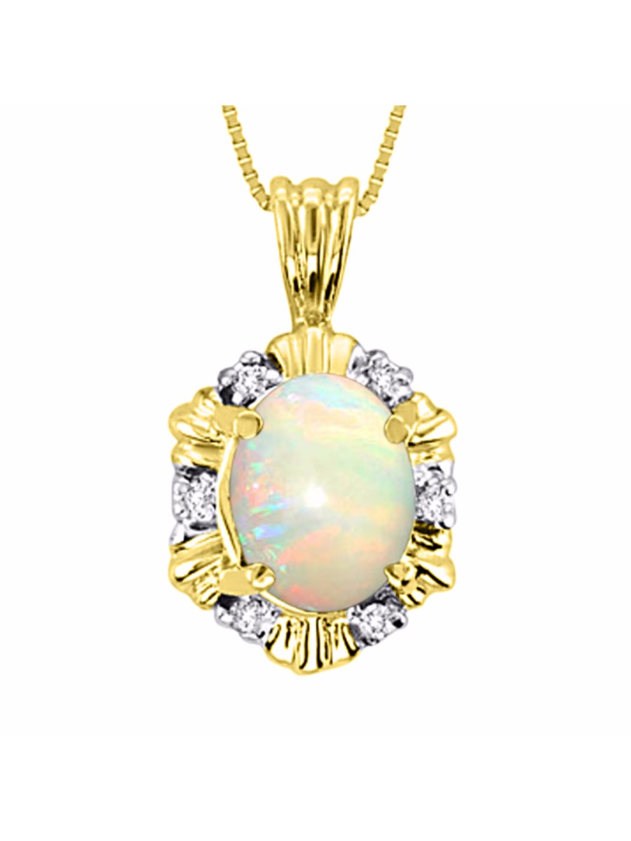 RYLOS Halo Designer Pendant 14K Yellow Gold Necklace: Exquisite Gemstones & Diamonds, 18" Chain, 9X7MM Birthstone, Stunning Women's Jewelry