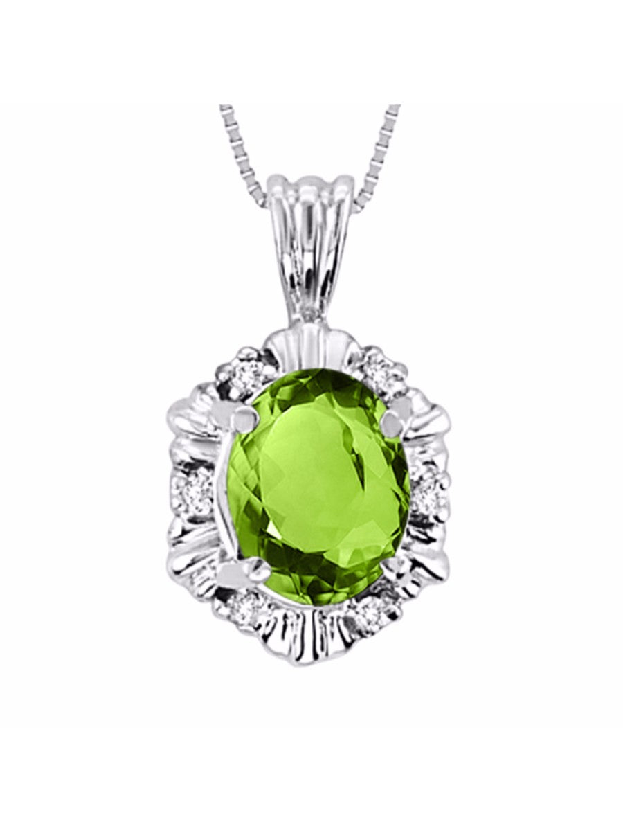 RYLOS Halo Designer Pendant Sterling Silver Necklace: Exquisite Gemstones & Diamonds, 18 inch Chain, 9X7MM Birthstone, Stunning Women's Jewelry