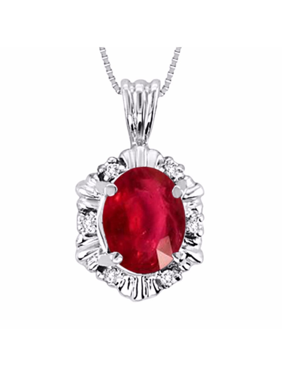 RYLOS Halo Designer Pendant Sterling Silver Necklace: Exquisite Gemstones & Diamonds, 18 inch Chain, 9X7MM Birthstone, Stunning Women's Jewelry