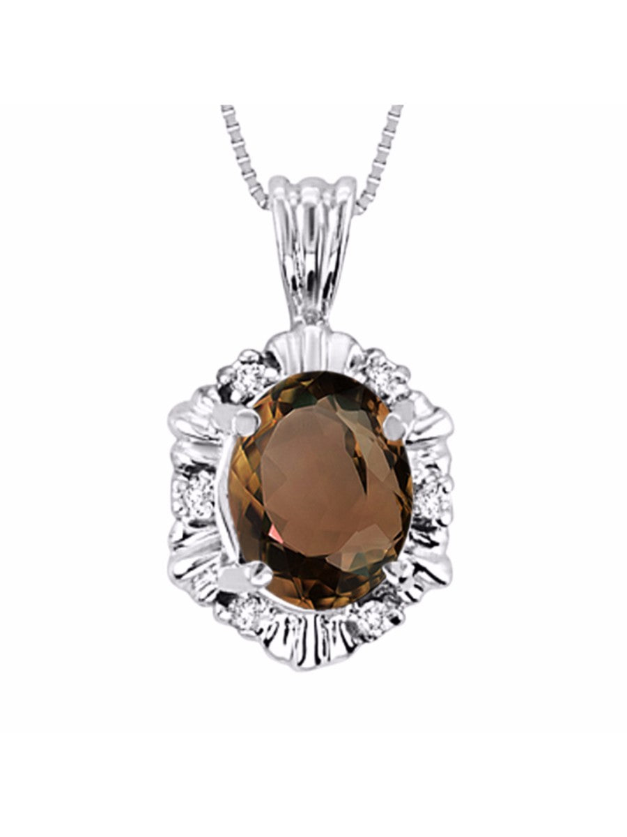 RYLOS Halo Designer Pendant Sterling Silver Necklace: Exquisite Gemstones & Diamonds, 18 inch Chain, 9X7MM Birthstone, Stunning Women's Jewelry
