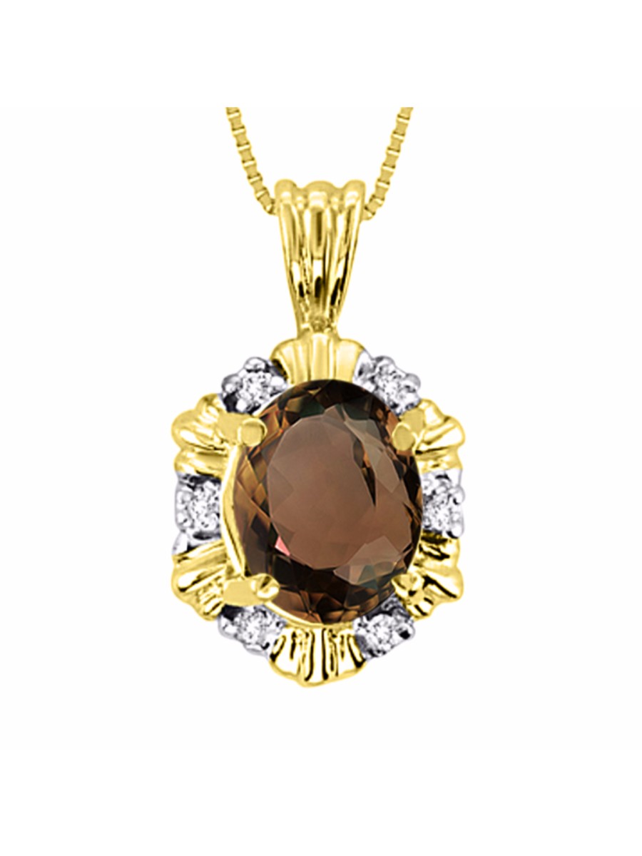 RYLOS Halo Designer Pendant 14K Yellow Gold Necklace: Exquisite Gemstones & Diamonds, 18" Chain, 9X7MM Birthstone, Stunning Women's Jewelry