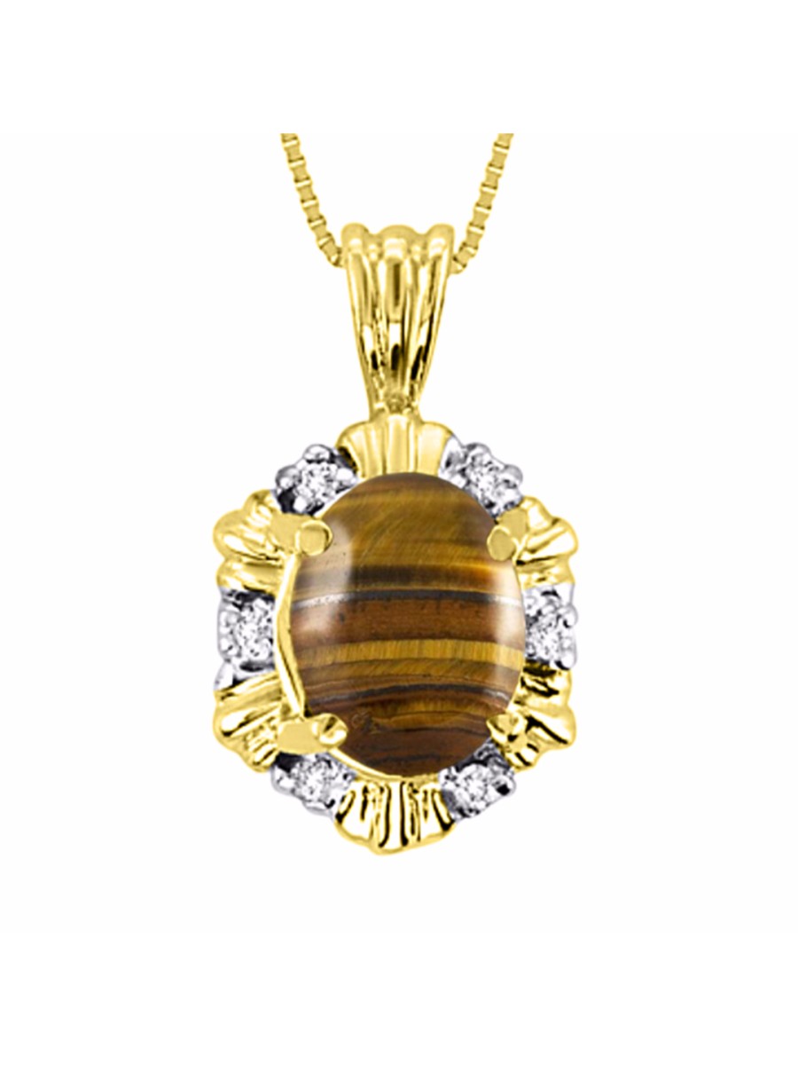 RYLOS Halo Designer Pendant 14K Yellow Gold Necklace: Exquisite Gemstones & Diamonds, 18" Chain, 9X7MM Birthstone, Stunning Women's Jewelry