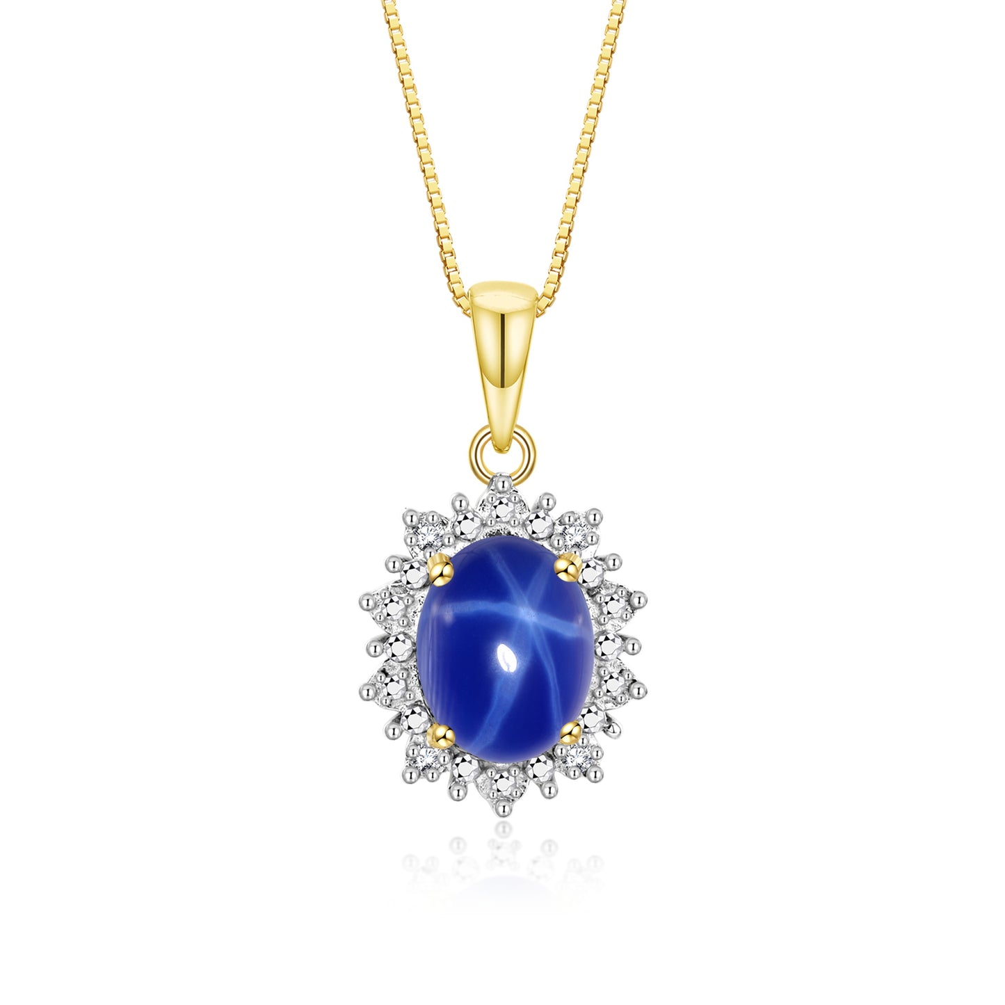 RYLOS Princess Diana Inspired Necklace: Gemstone & Diamond Yellow Gold Plated Silver Pendant, 18 Chain, 9X7MM Birthstone, Women's Jewelry